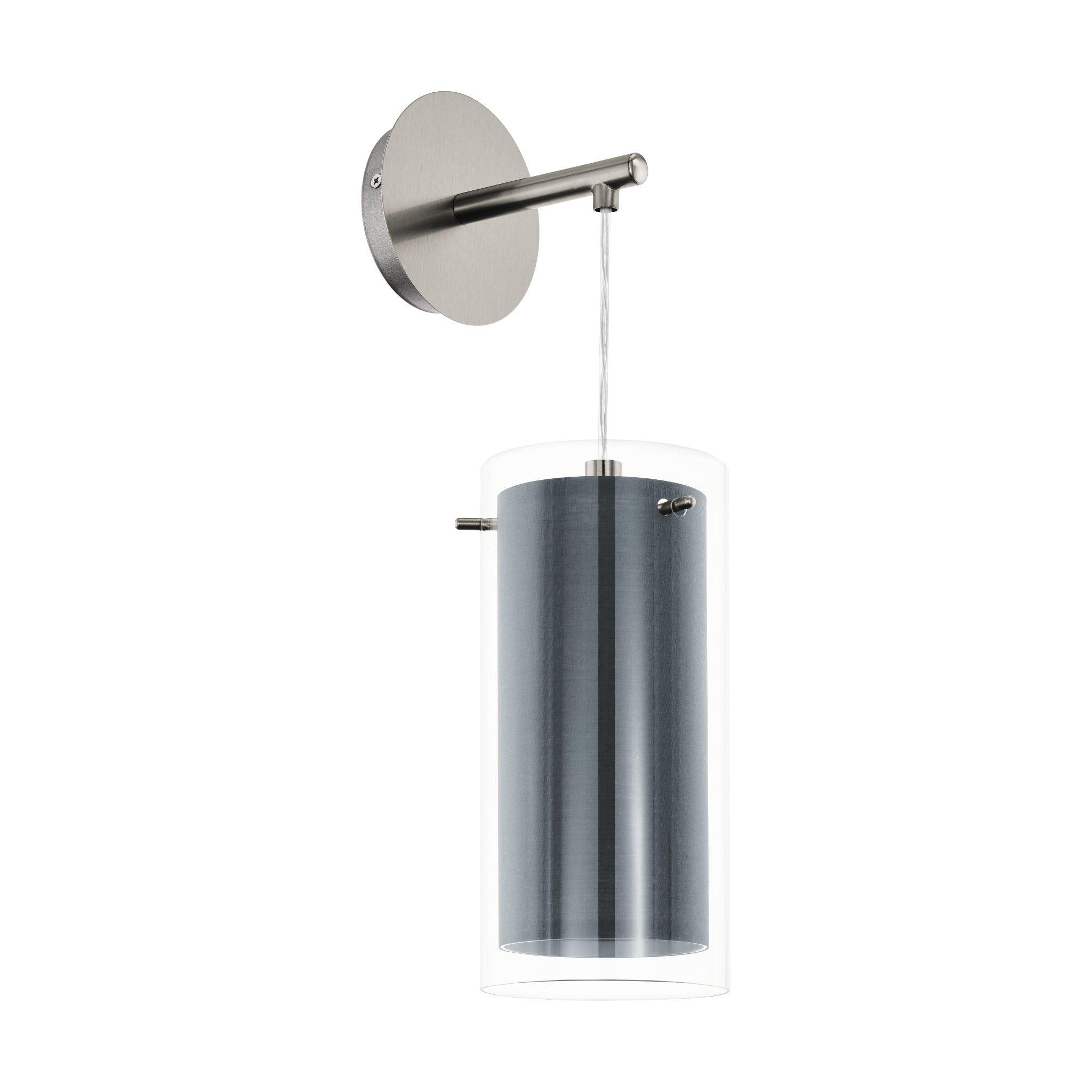 eglo pinto textil nickel glass wall light fabric shade