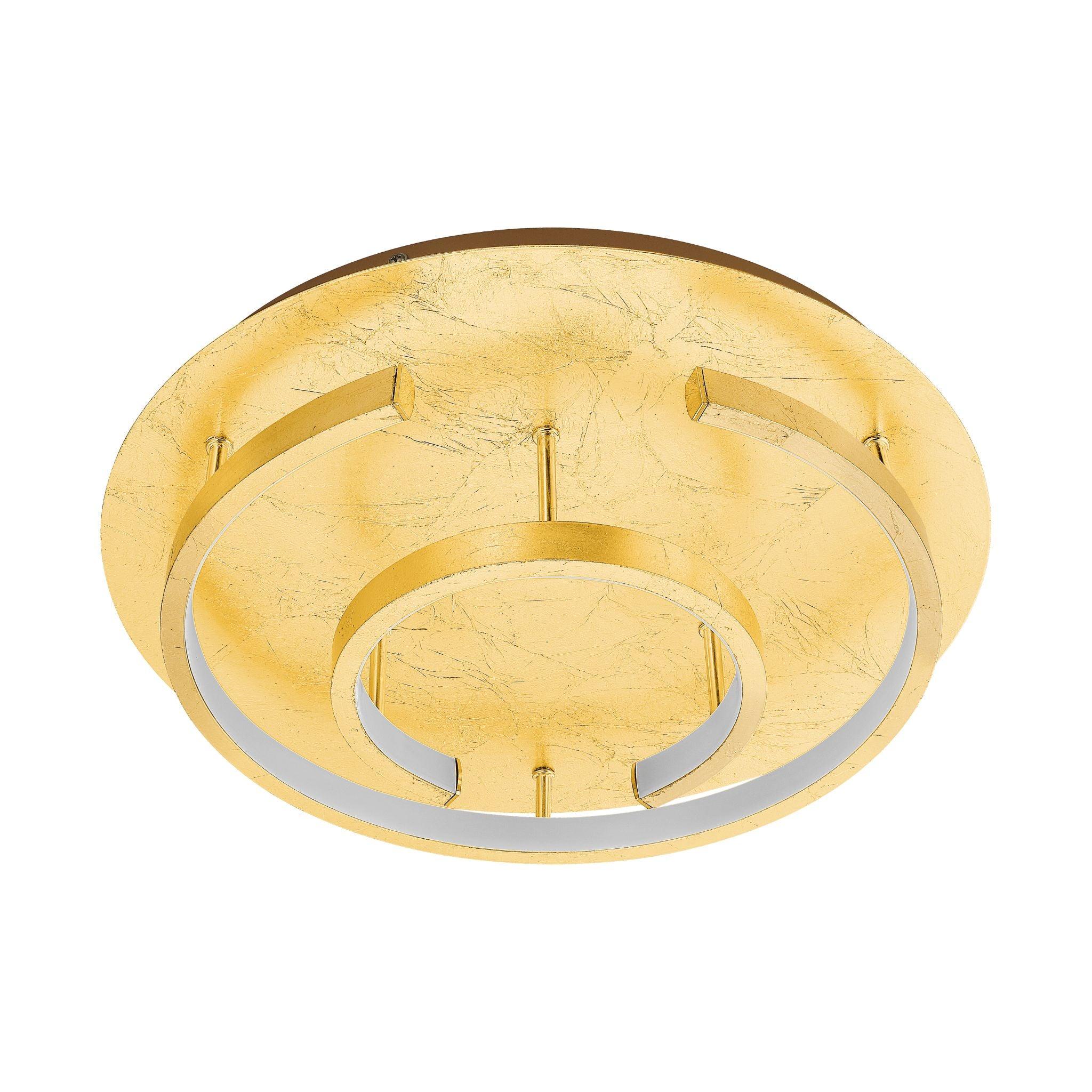 eglo pozondon led gold leaf coloured flush ceiling light 38cm