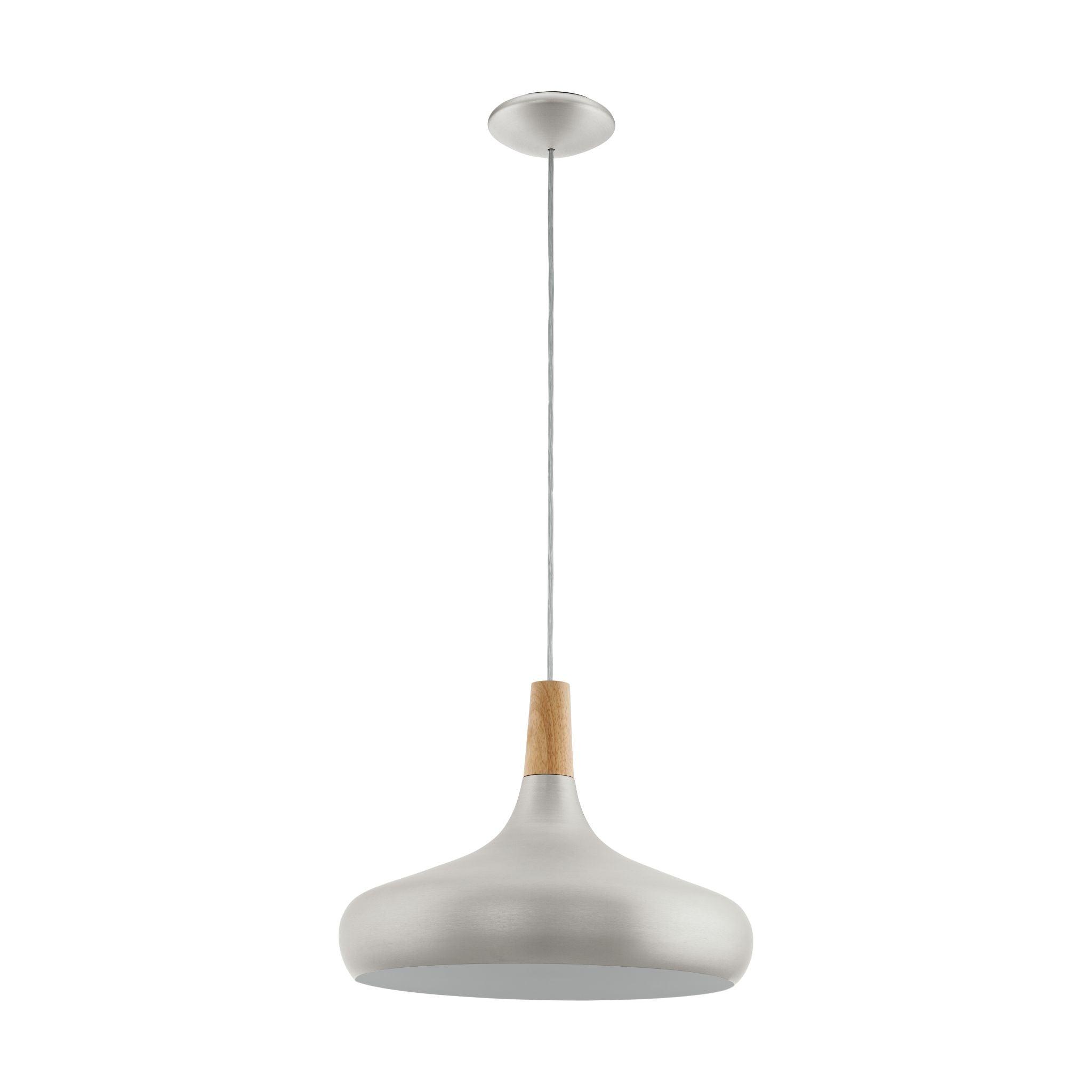 eglo sabinar curved silver metal wood ceiling pendant 40cm