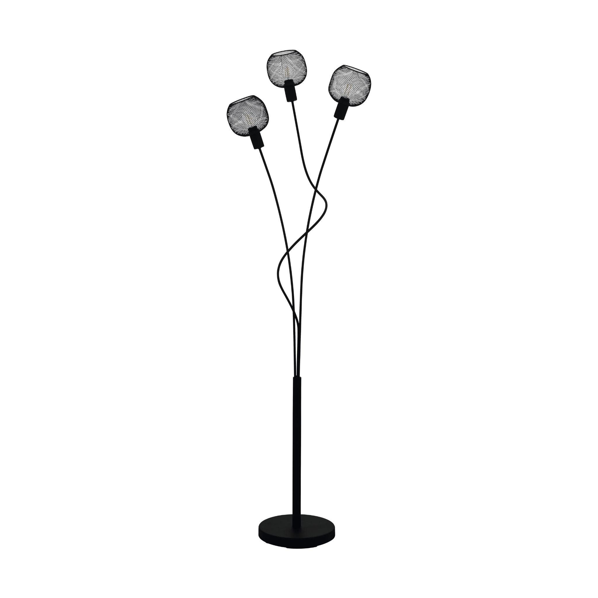 eglo wrington 1 black 3 light floor lamp with mesh shades