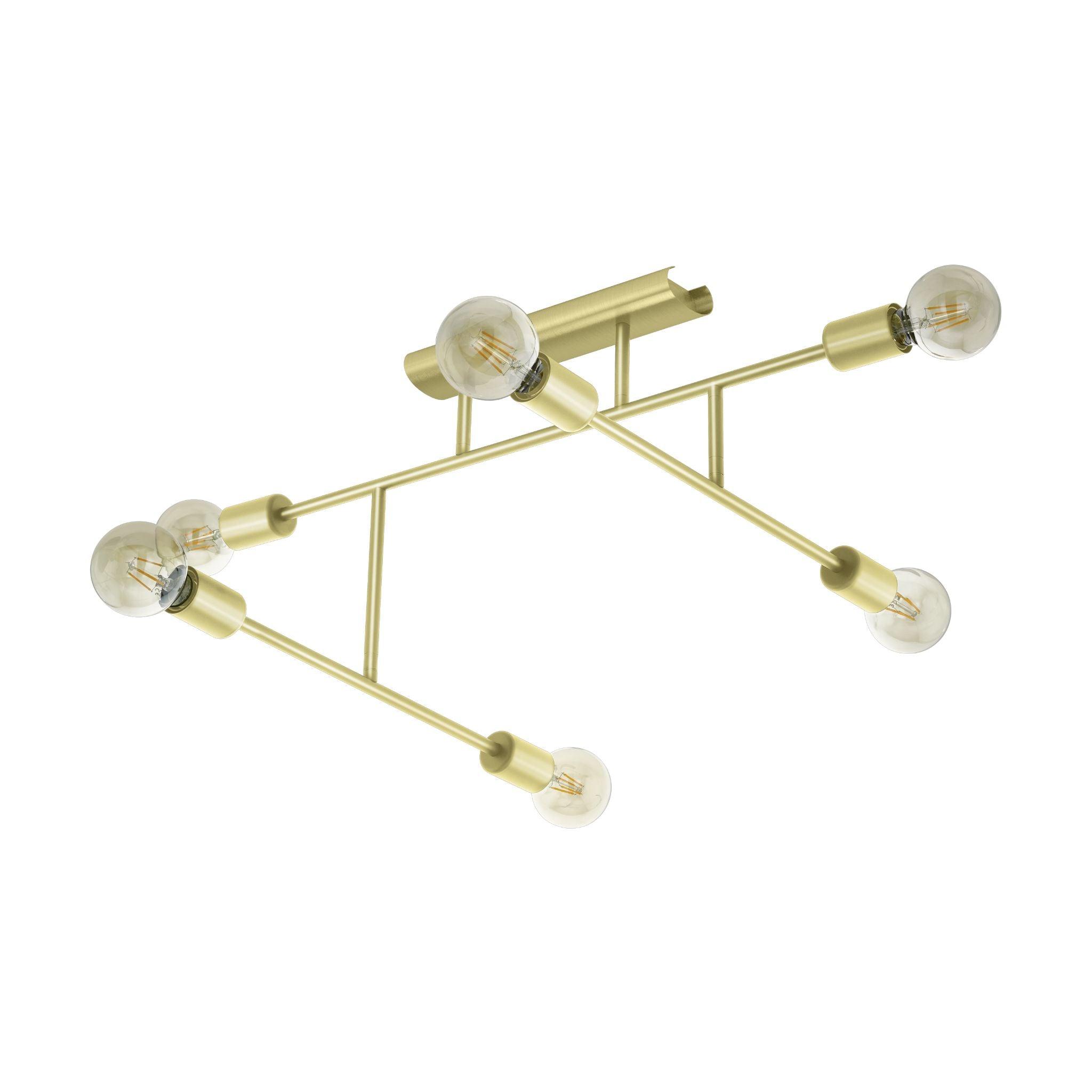 eglo belsiana 1 6 light brass adjustable semi flush