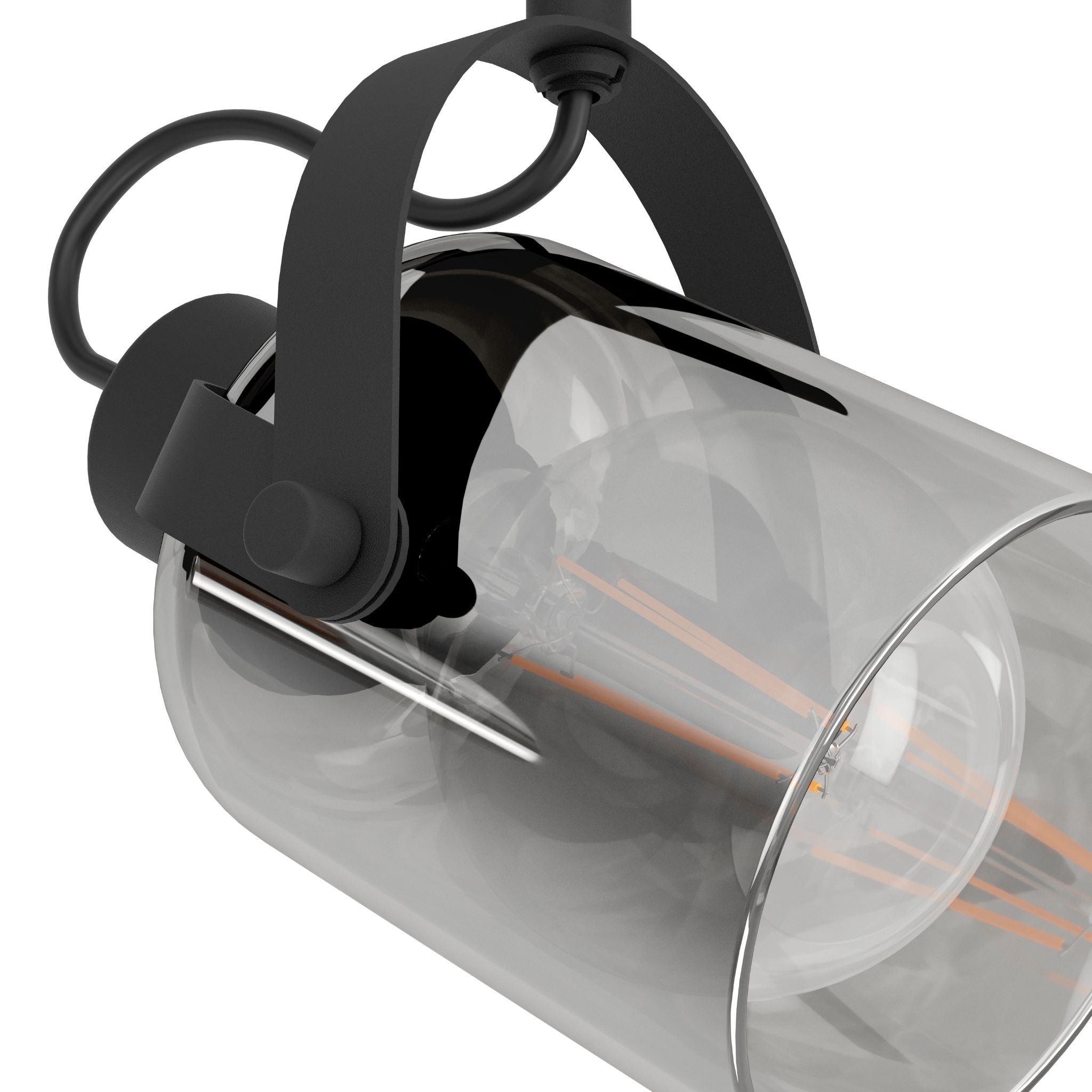 eglo berregas vaporised glass black 2 light bar spotlight kitchen lighting
