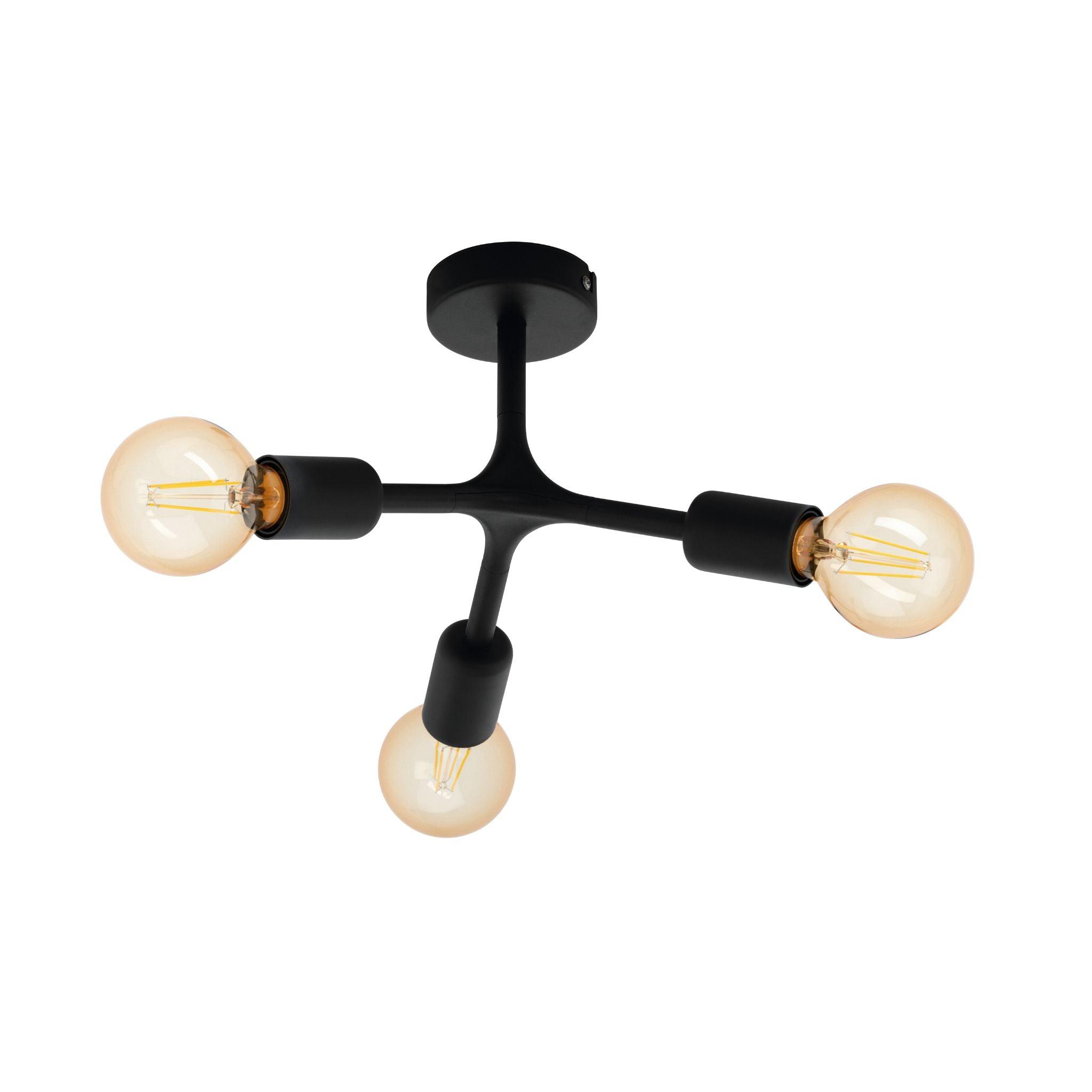 eglo bocadella 1 3 light modern black ceiling flush