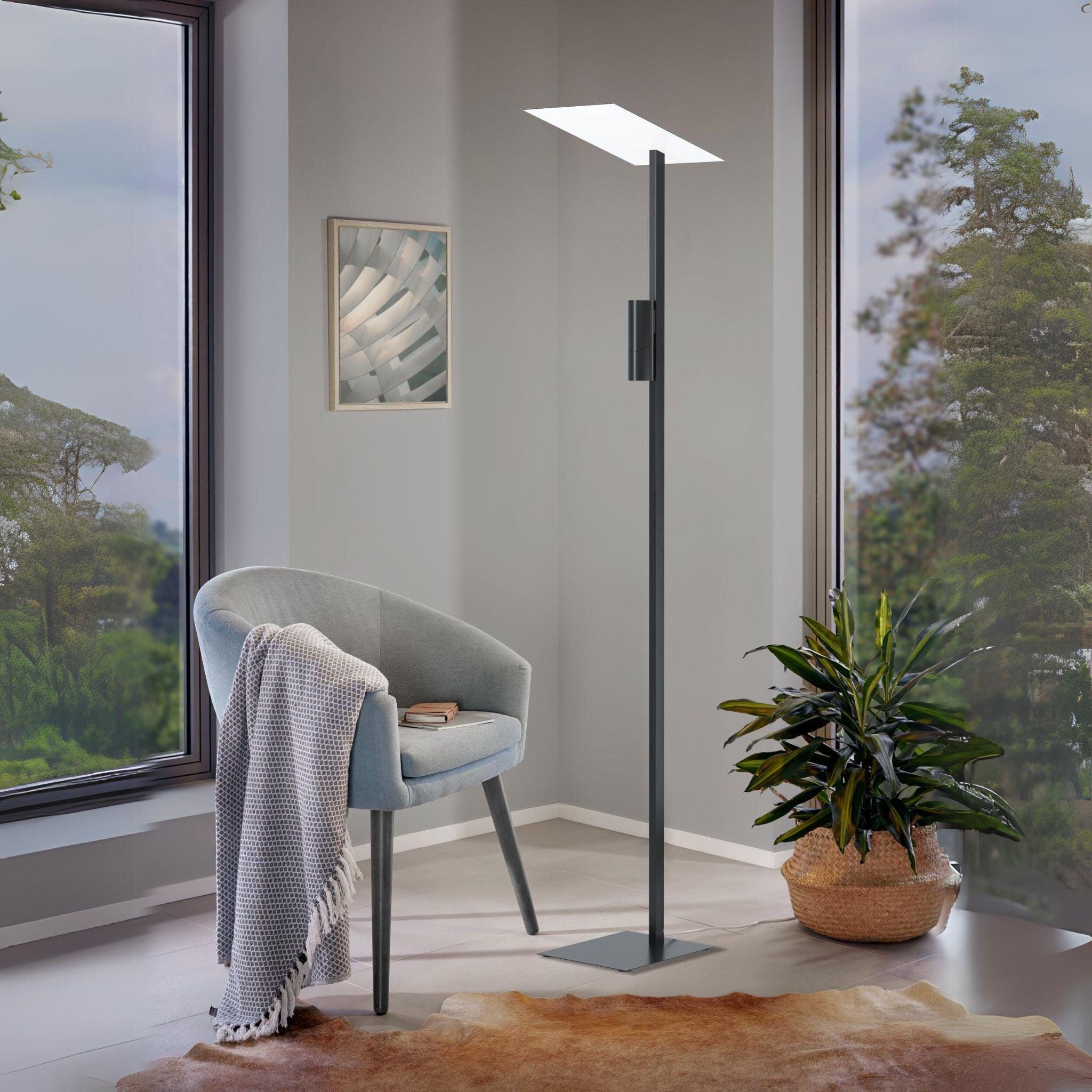 eglo budensea modern black floor lamp
