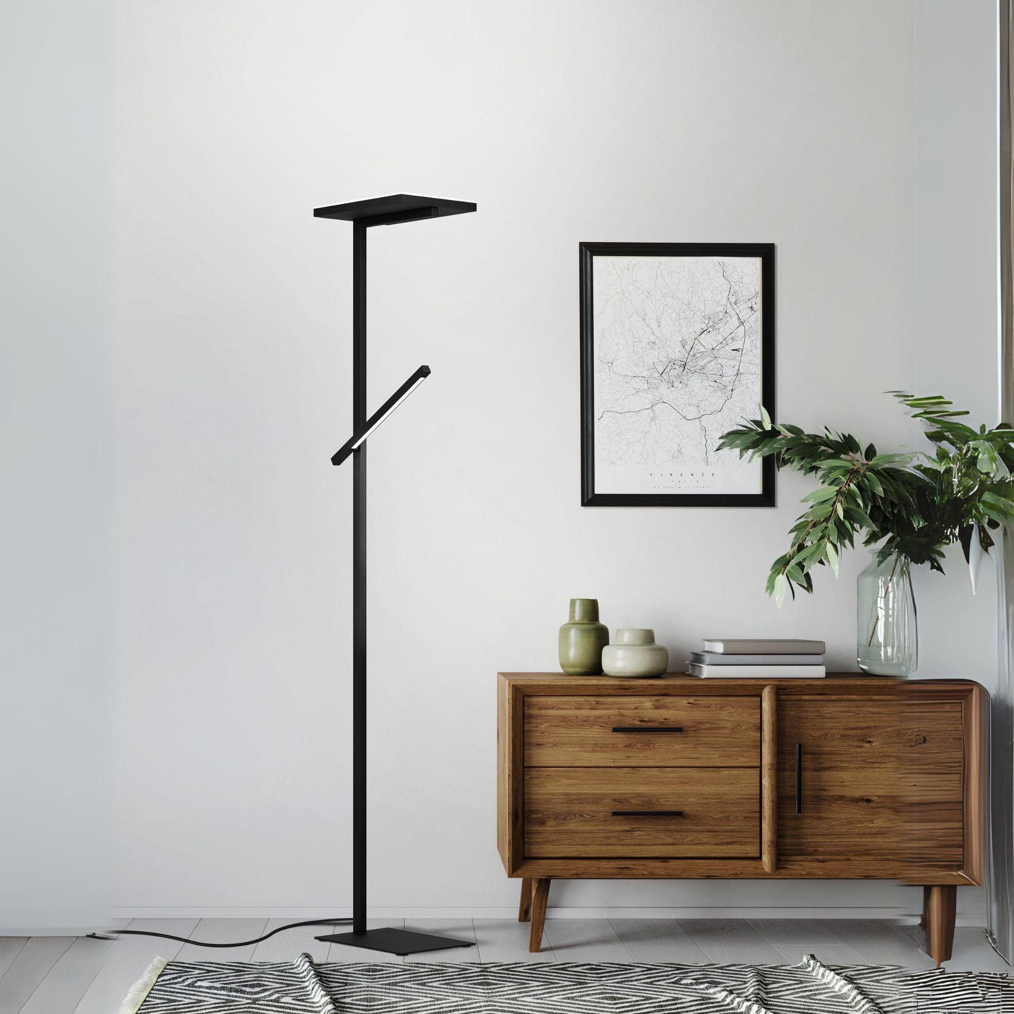 eglo carboneras black led modern touch floor lamp