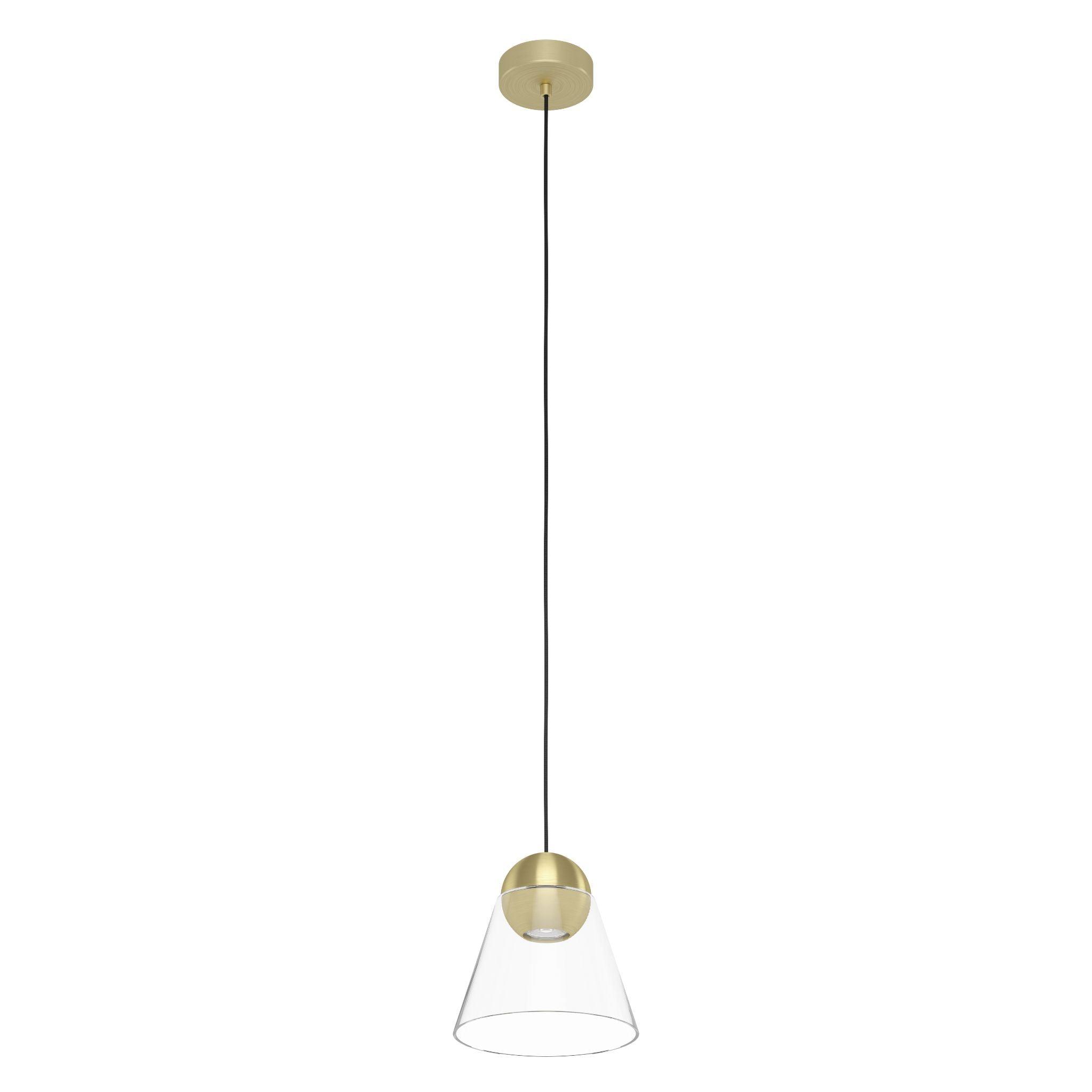 eglo cerasella conical glass brass ceiling pendant living room close up