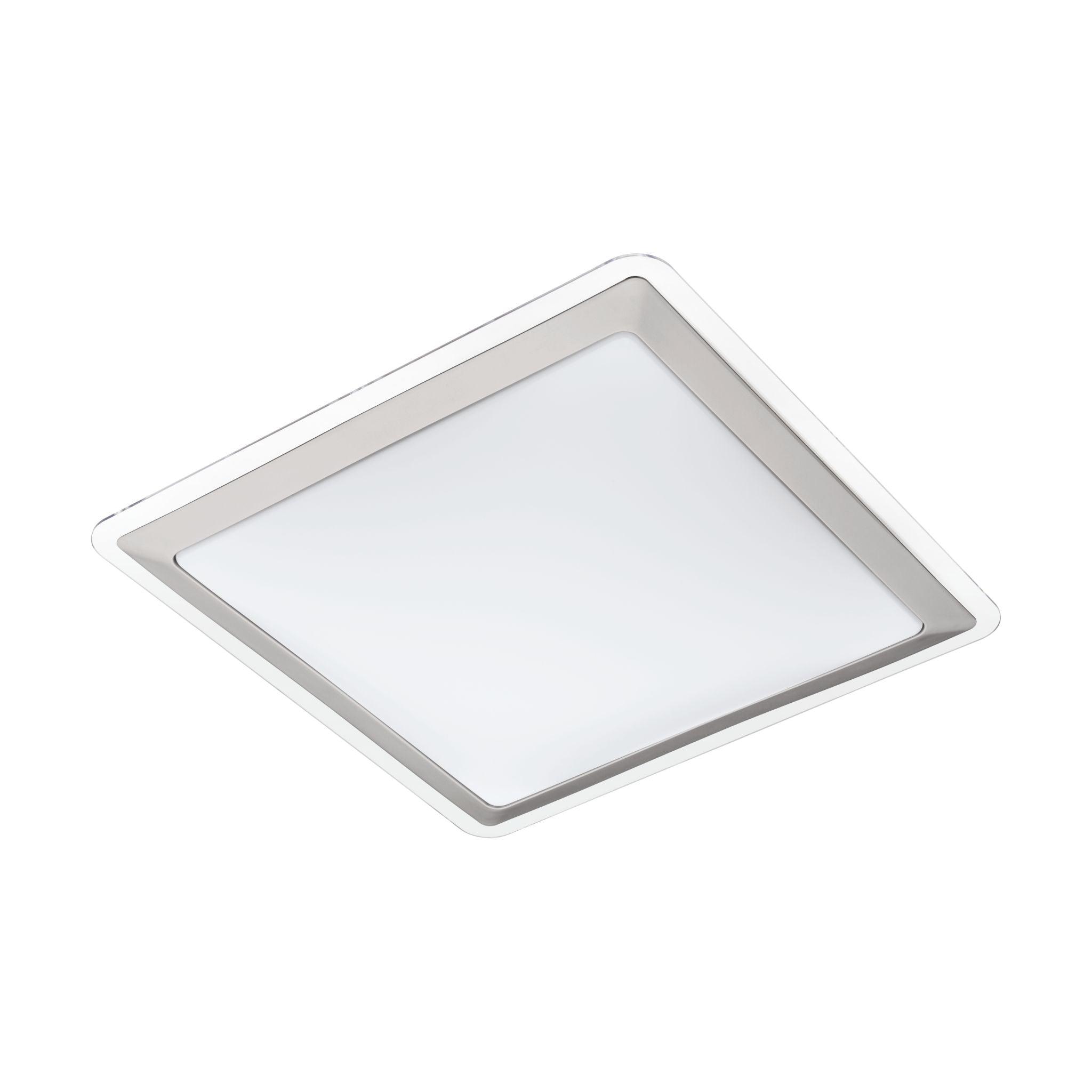 eglo competa 1 led square silver flush ceiling light 34cm living room close up