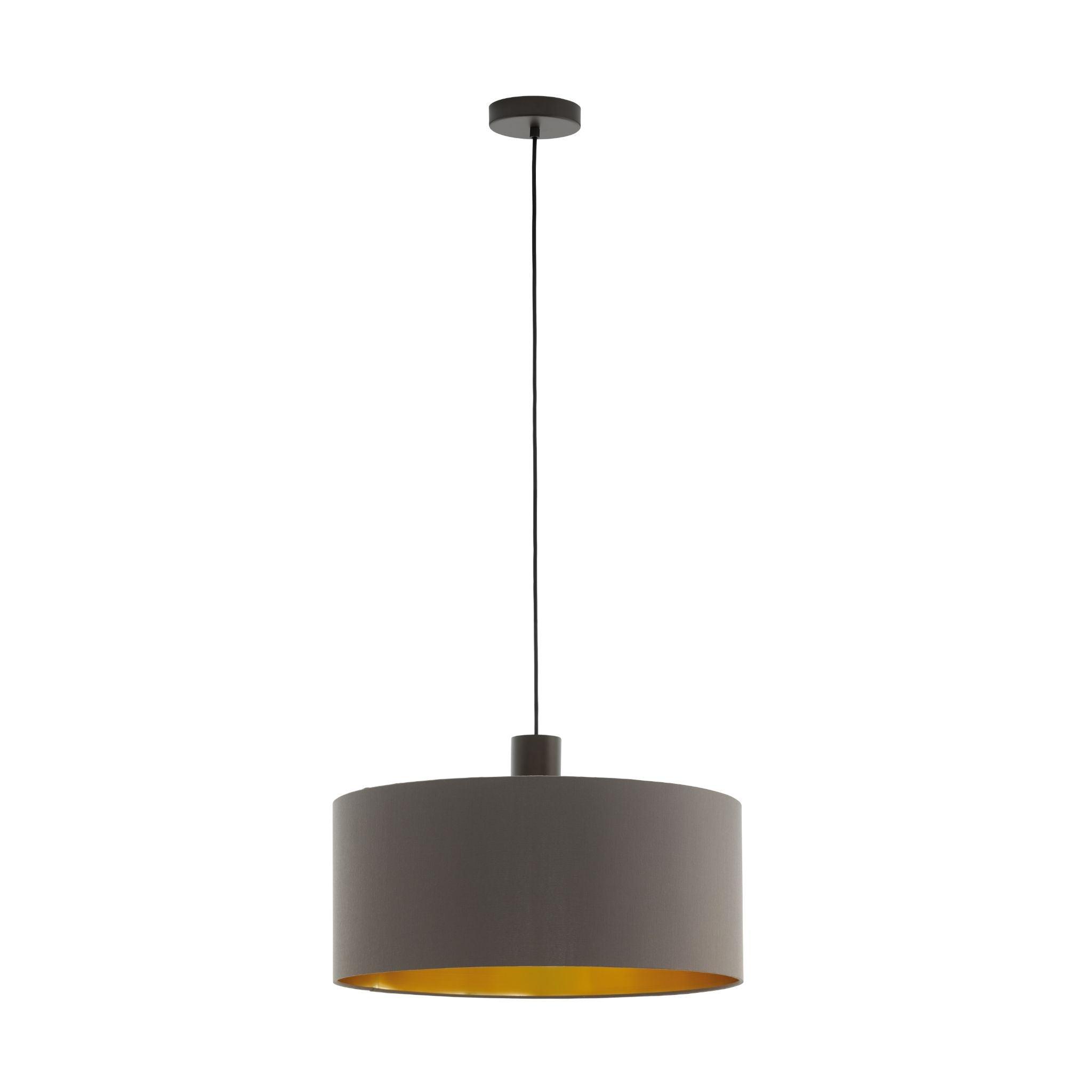eglo concessa 1 brown gold round fabric pendant 38cm living room image