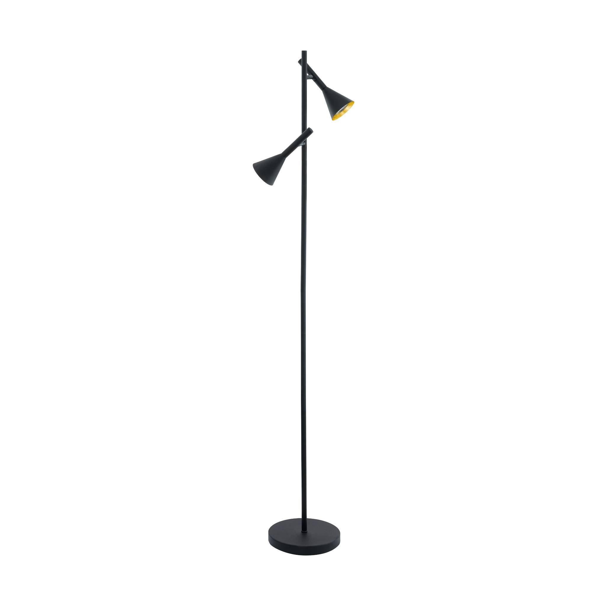 eglo cortaderas 2 light black gold spotlight floor lamp living room image