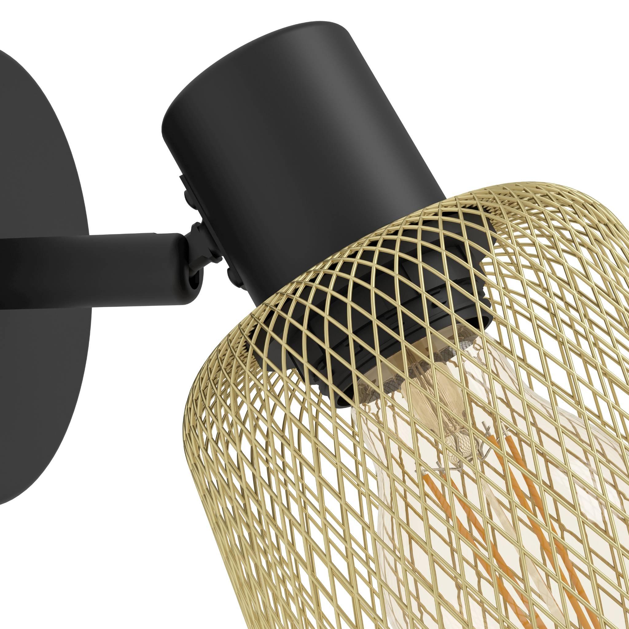 eglo coslada brass mess black wall spotlight hallway lighting