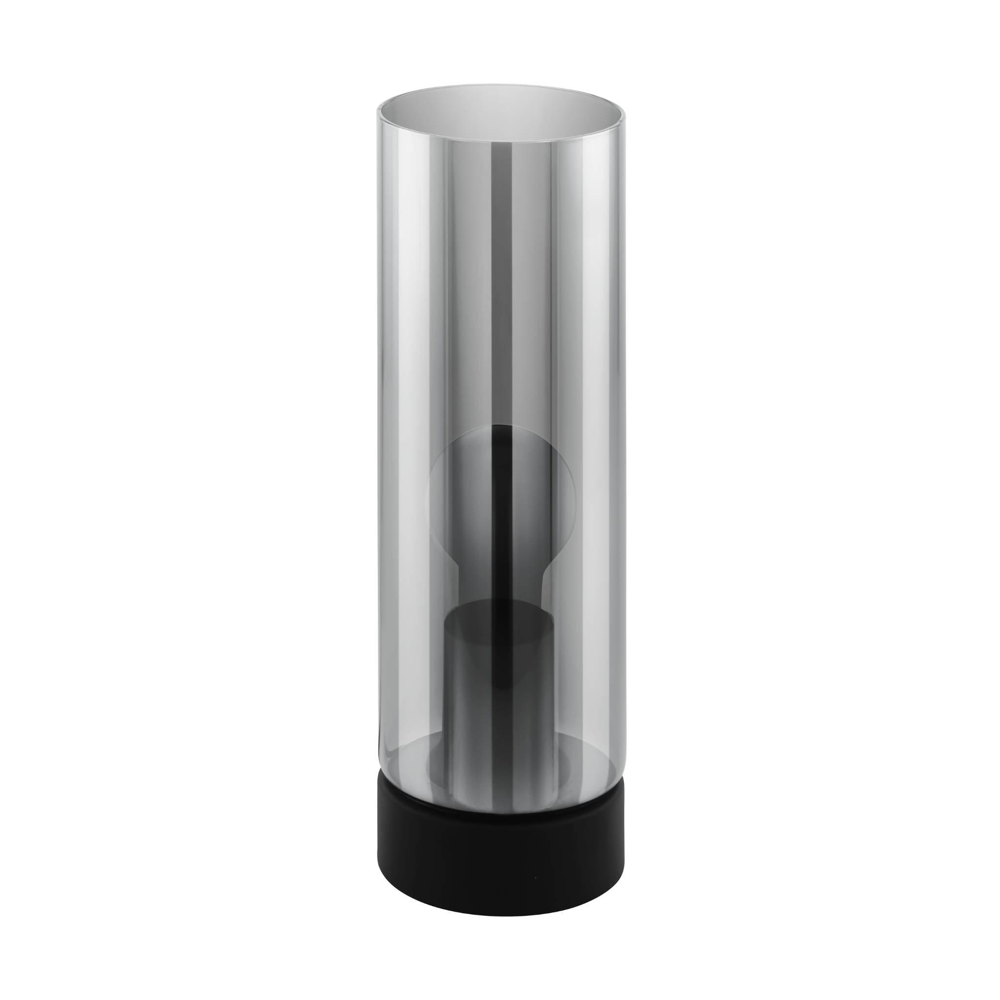 eglo damasco 1 smoked glass cylinder table lamp living room close up