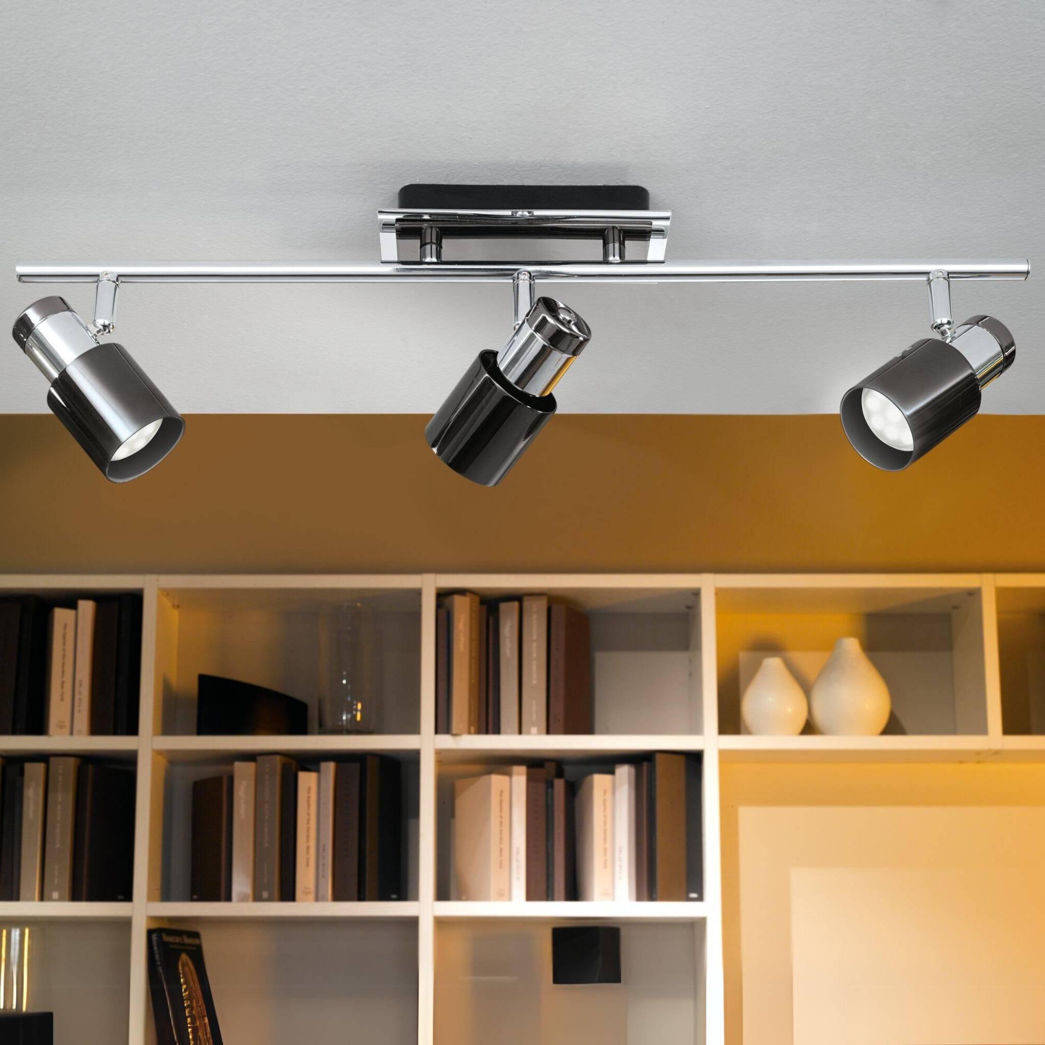eglo davida 1 black nickel chrome 3 light bar spotlight