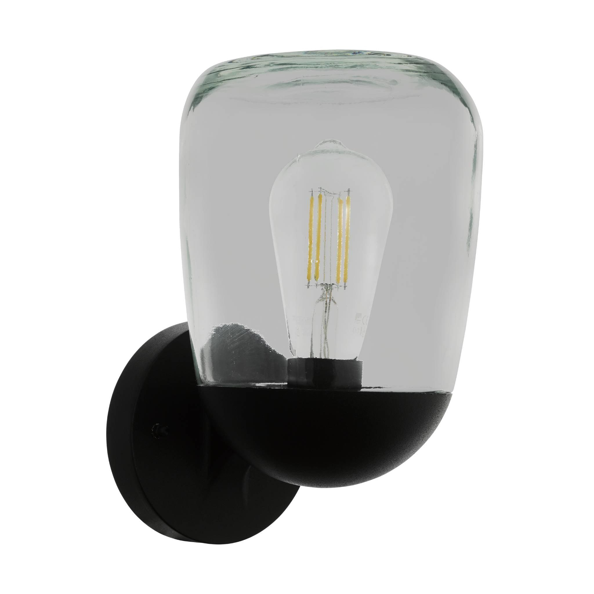 Eglo Donatori Black & Clear Glass Outdoor Wall Light - IP44-warehouse-40