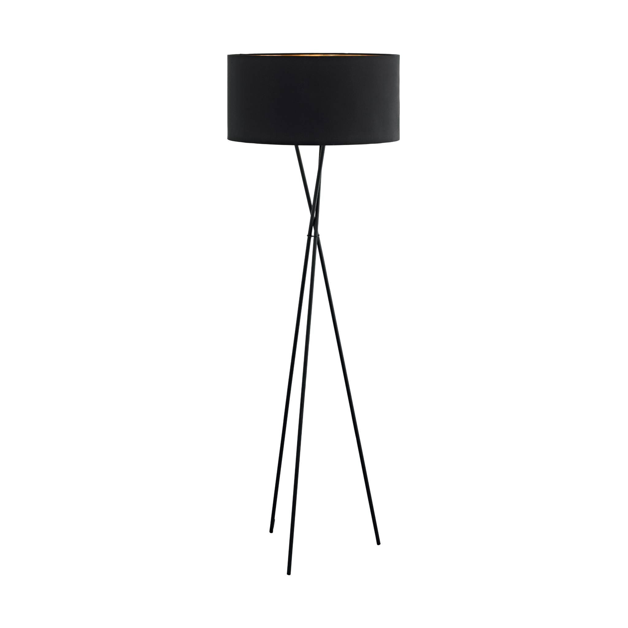 eglo fondachelli black tripod floor lamp fabric black copper shade living room image