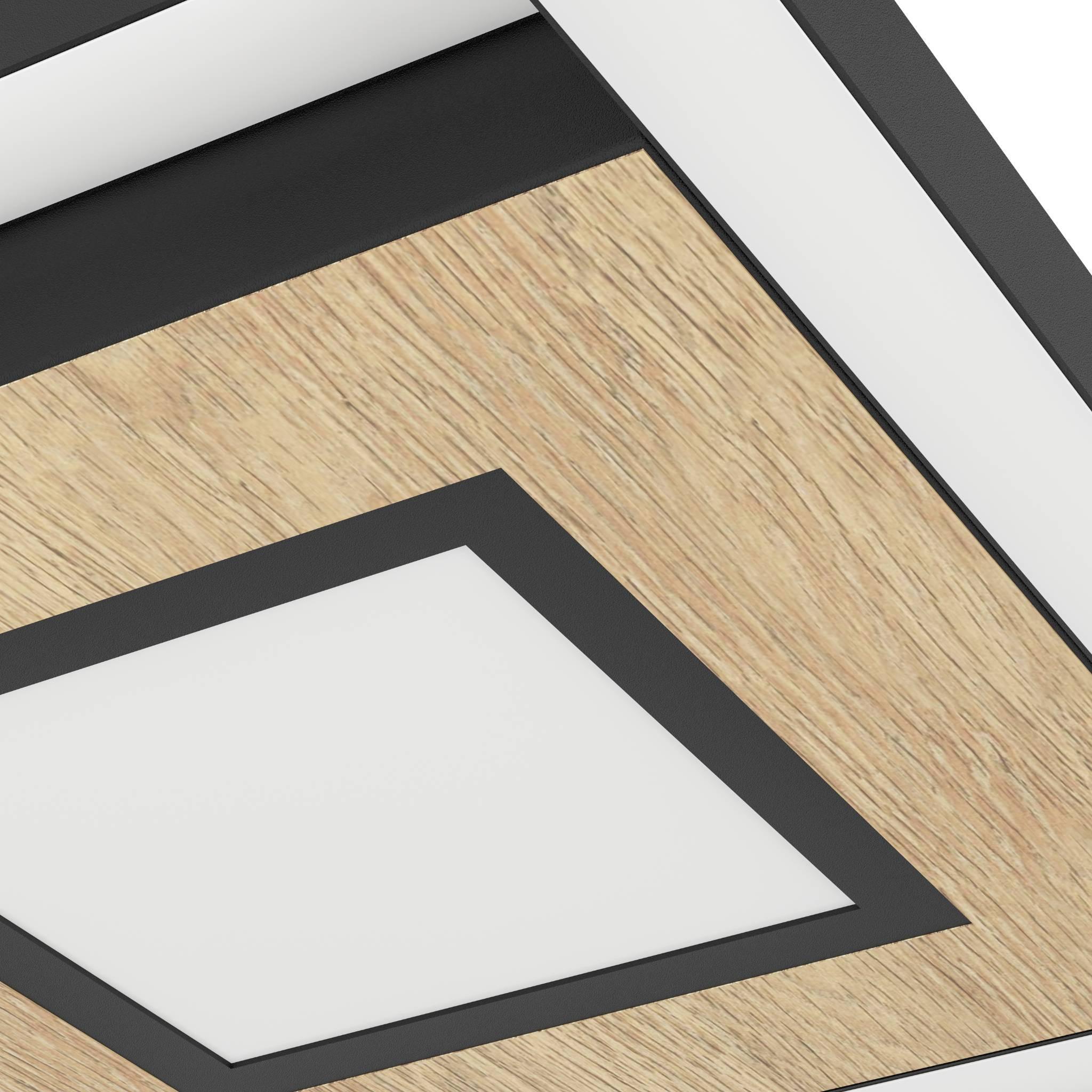 eglo marinello two square black wood effect led flush ceiling light Kitchen Lighting Close Up