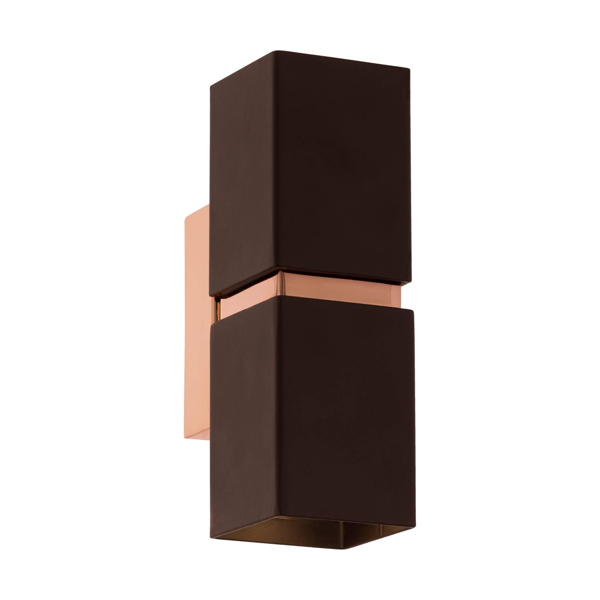 eglo passa brown copper 2 light wall light living room image