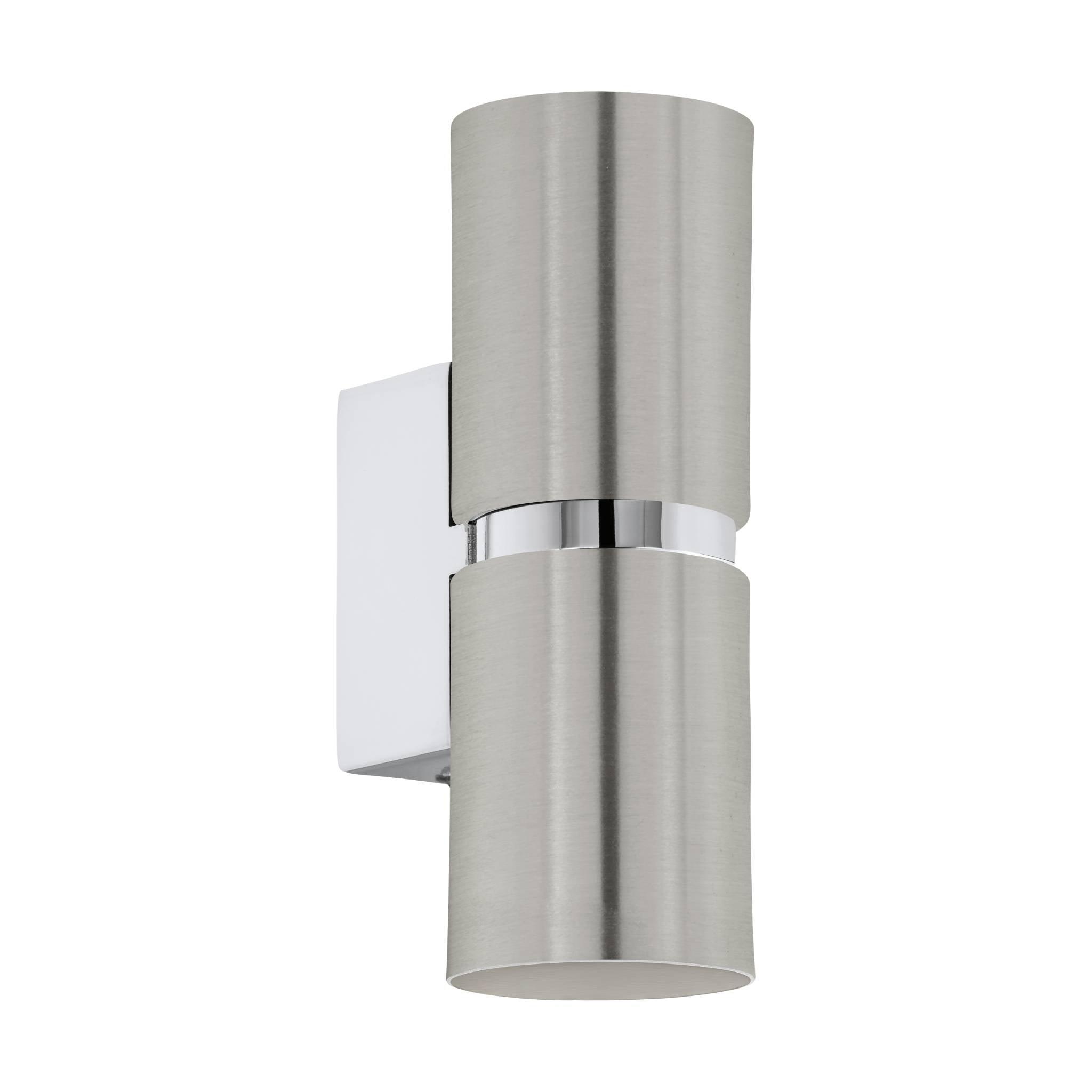 eglo passa nickel chrome up down wall light living room close up