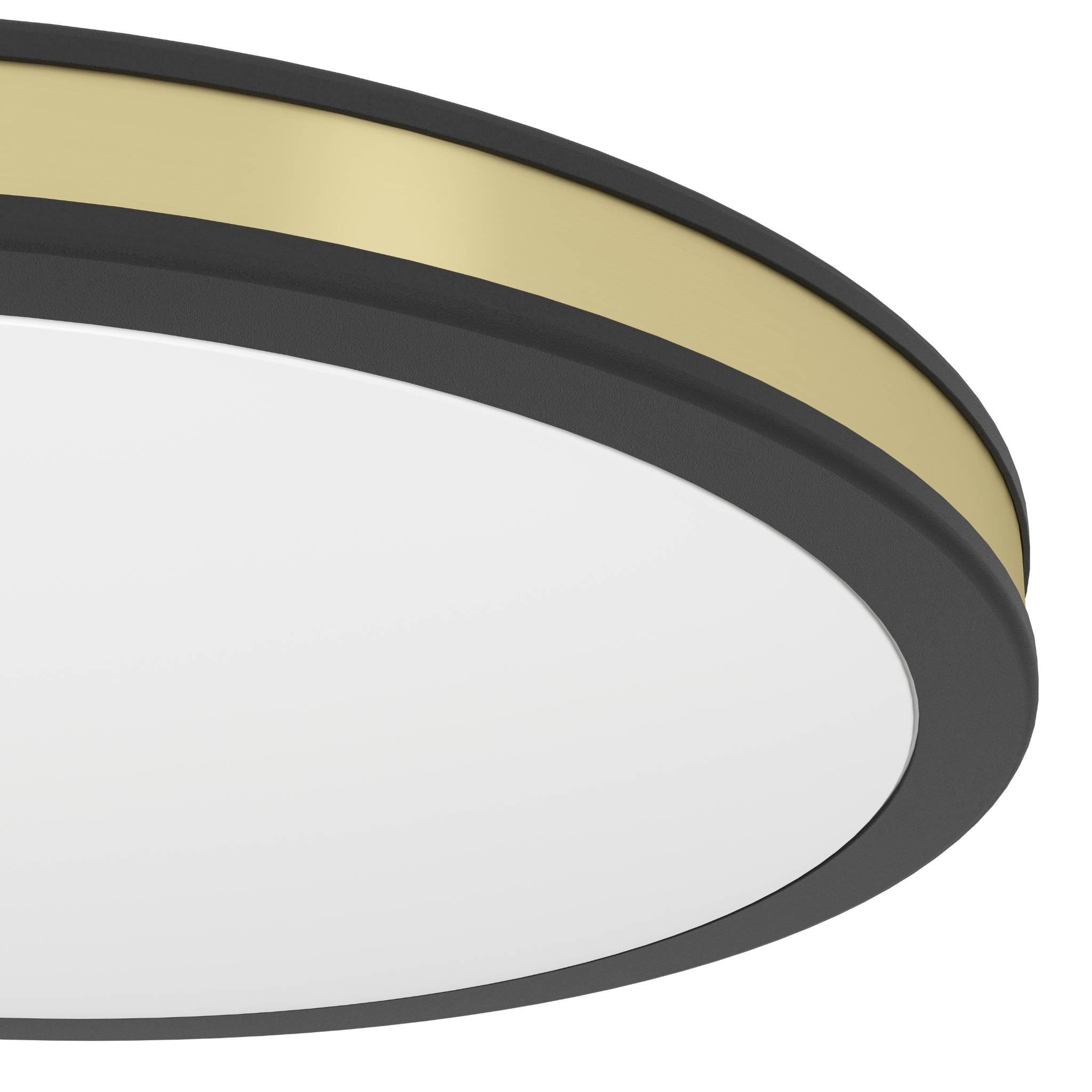 eglo pescaito black gold round led ceiling flush 28cm hallway lighting