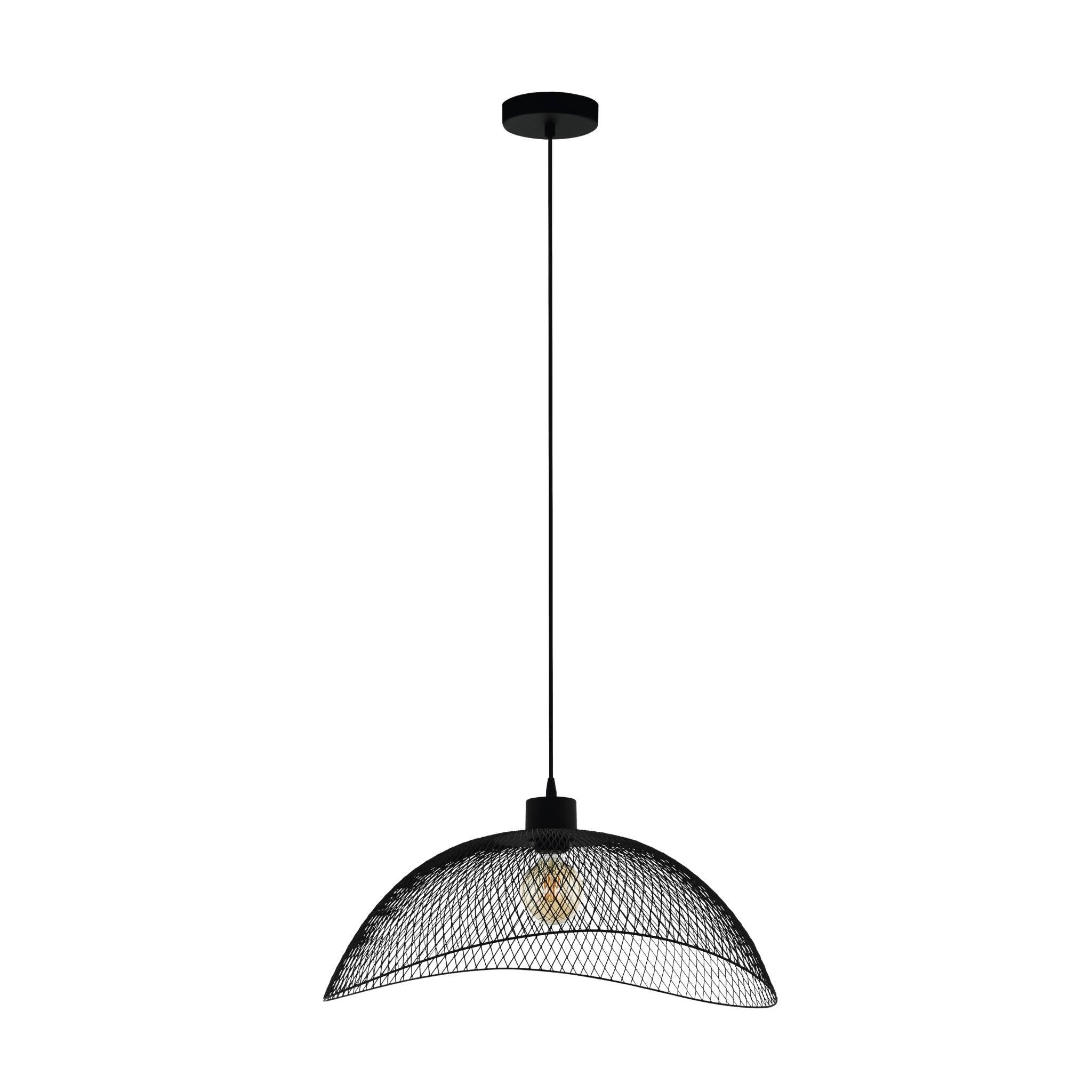 eglo pompeya black metal mesh curved ceiling pendant living room image