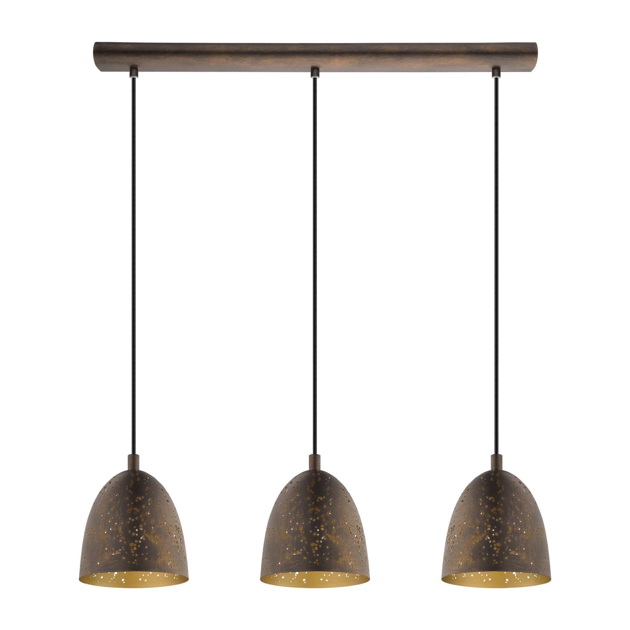 eglo safi 3 light brown metal gold ceiling pendant living room image