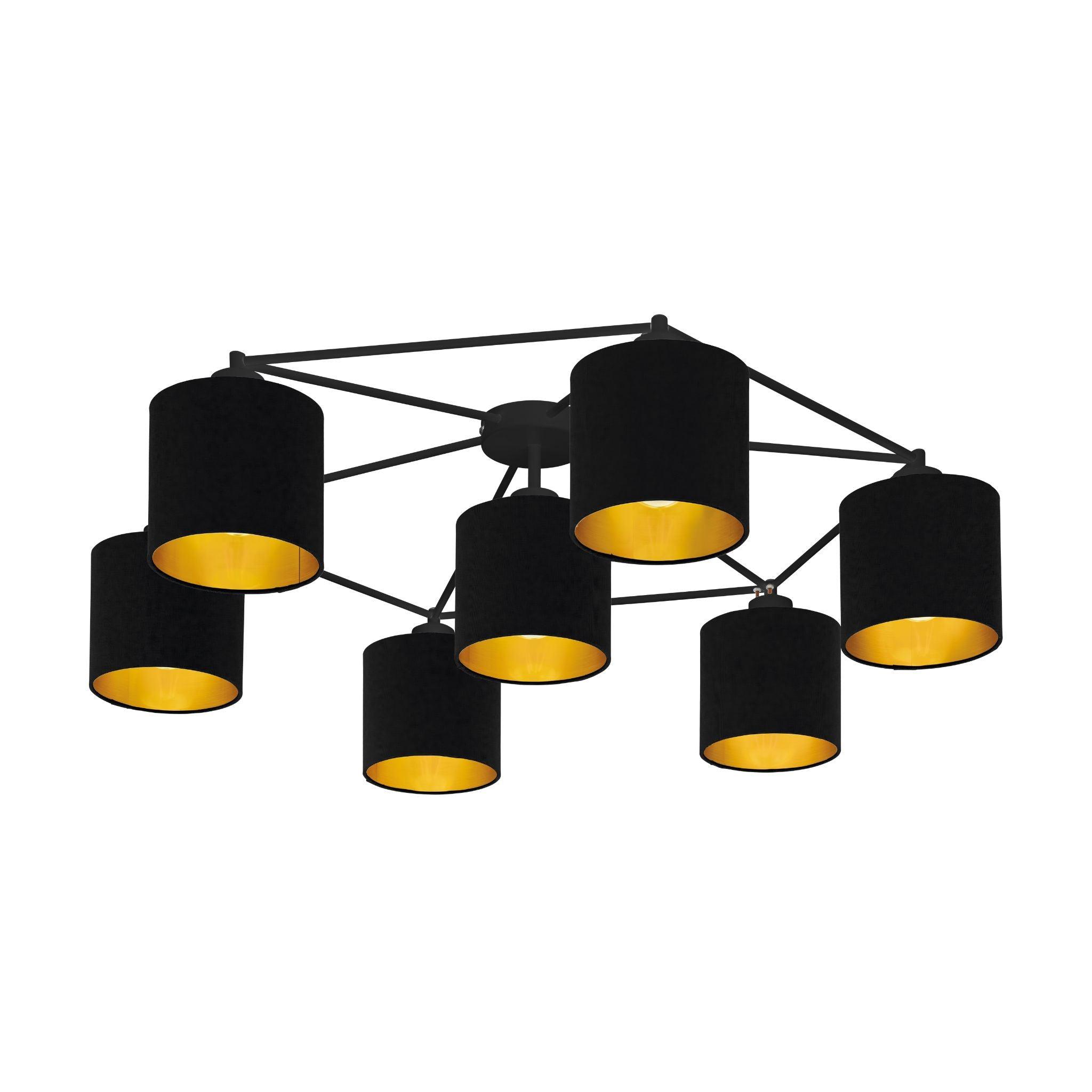 Eglo Staiti 7 Light Black & Gold Flush Ceiling Flush