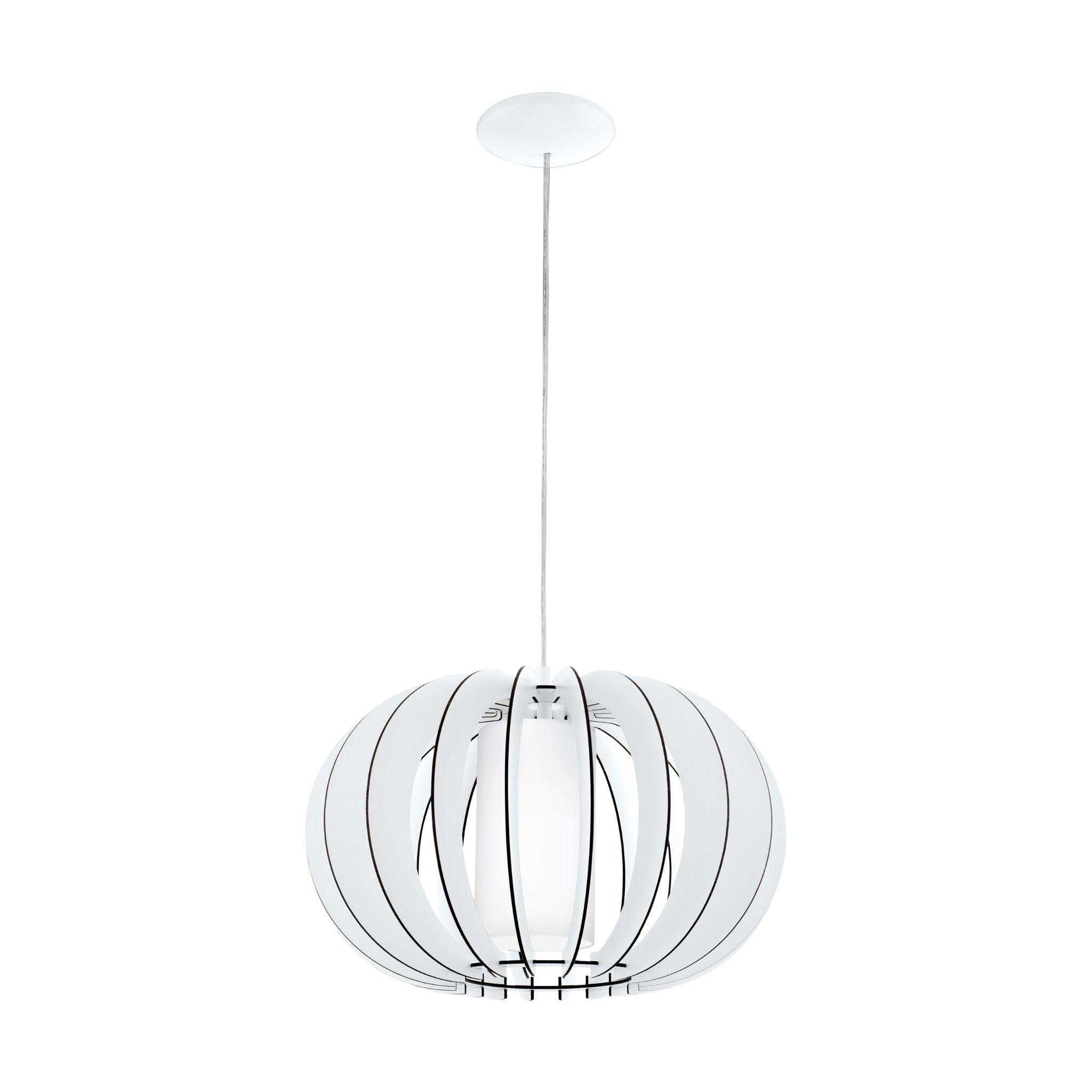 Eglo Stellato 2 Round White Wood & Glass Cylinder Pendant