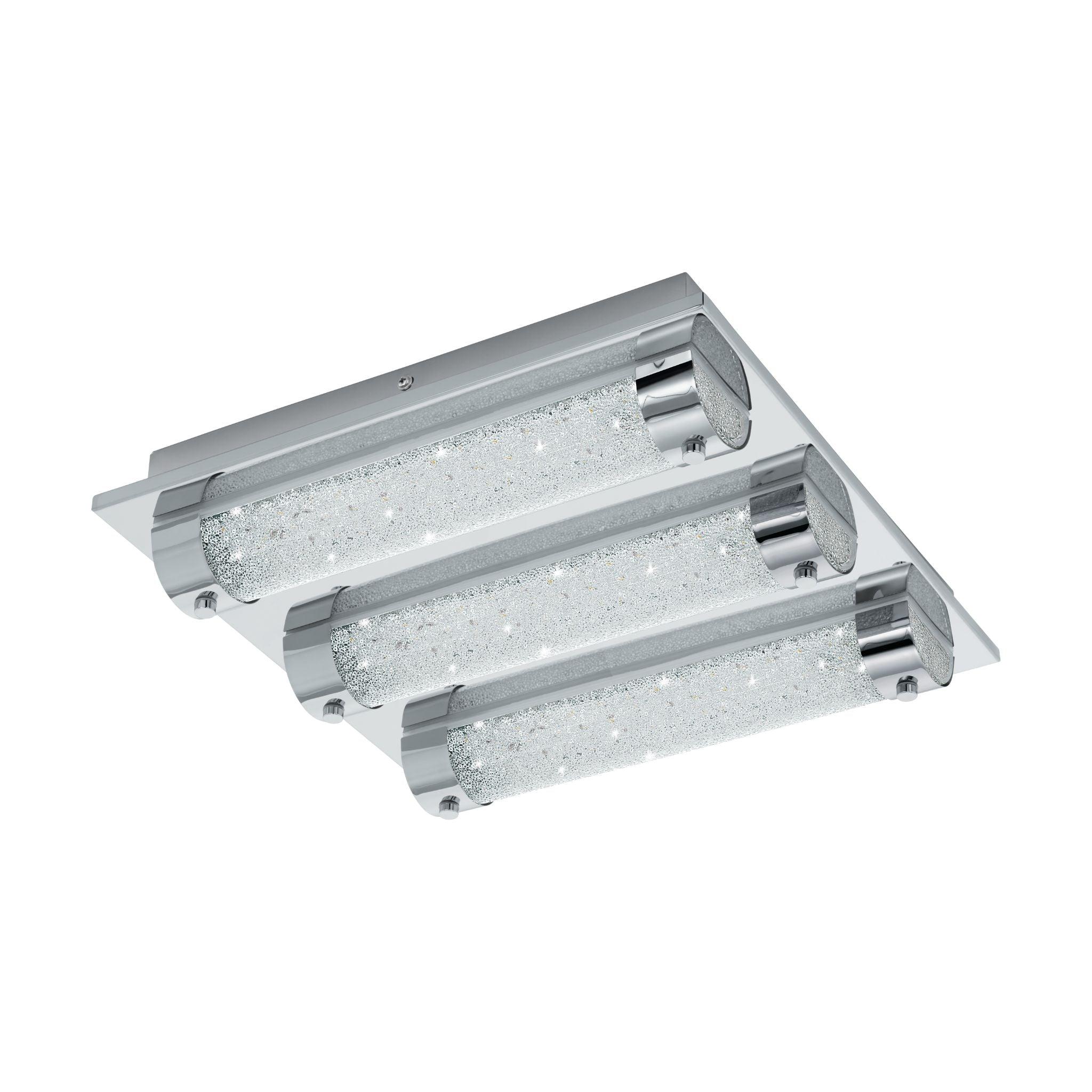 Eglo Tolorico 3 Light IP44 Chrome & Crystal Bathroom Flush