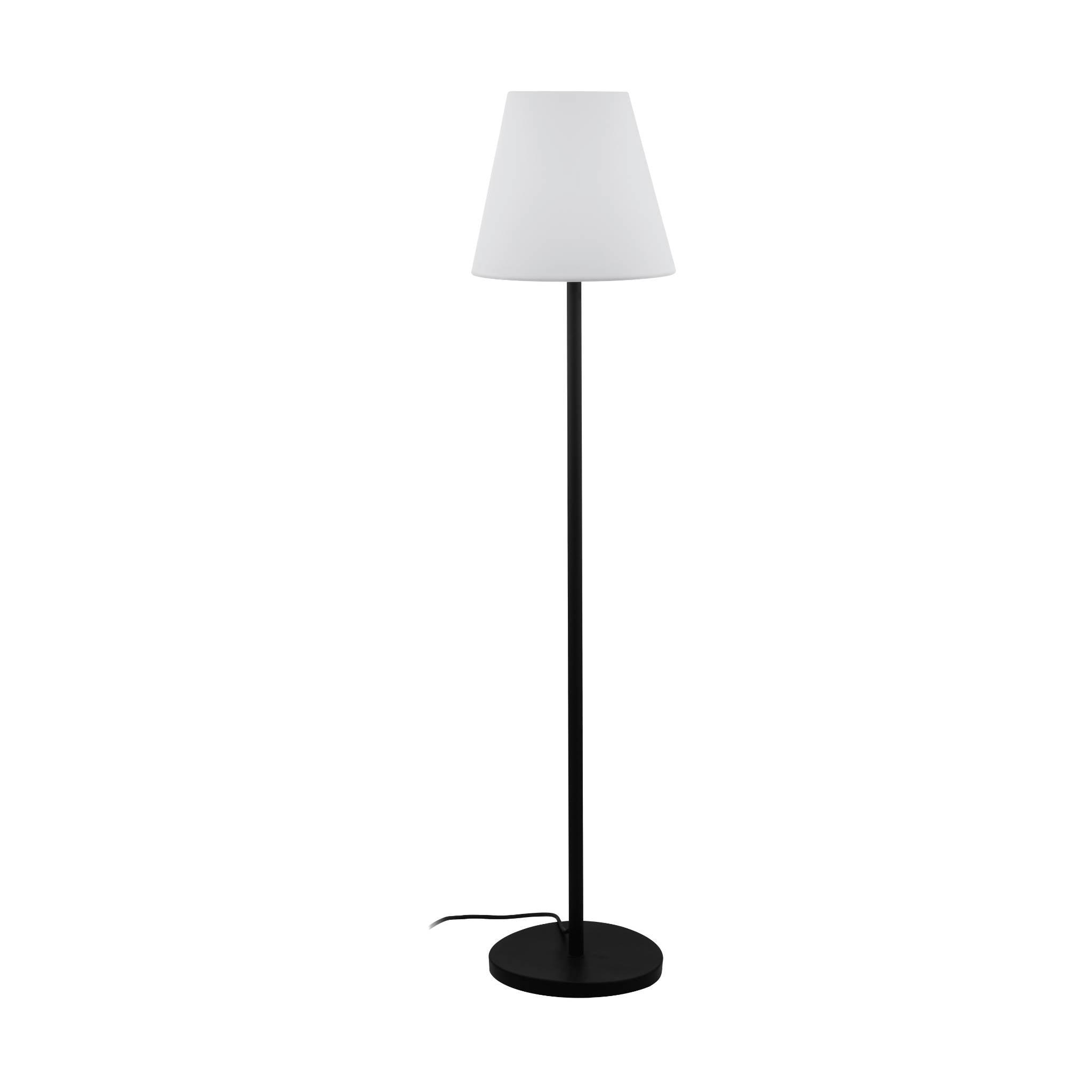 eglo alghera ip44 black outdoor floor light white plastic shade