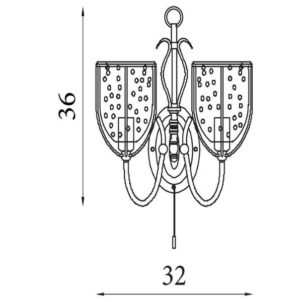 Silhouette Double Brass Wall Light - Seeded Glass Shades
