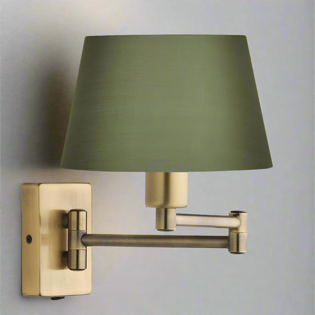armada antique brass swing arm wall lamp room image close up