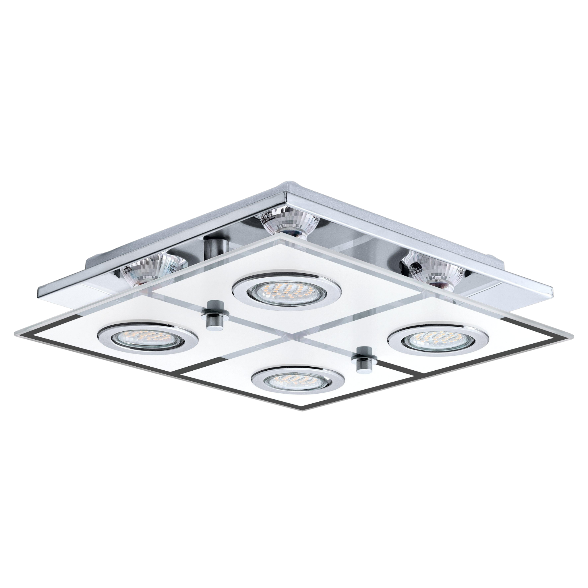 Eglo Cabo Flush Chrome & Glass Ceiling Light