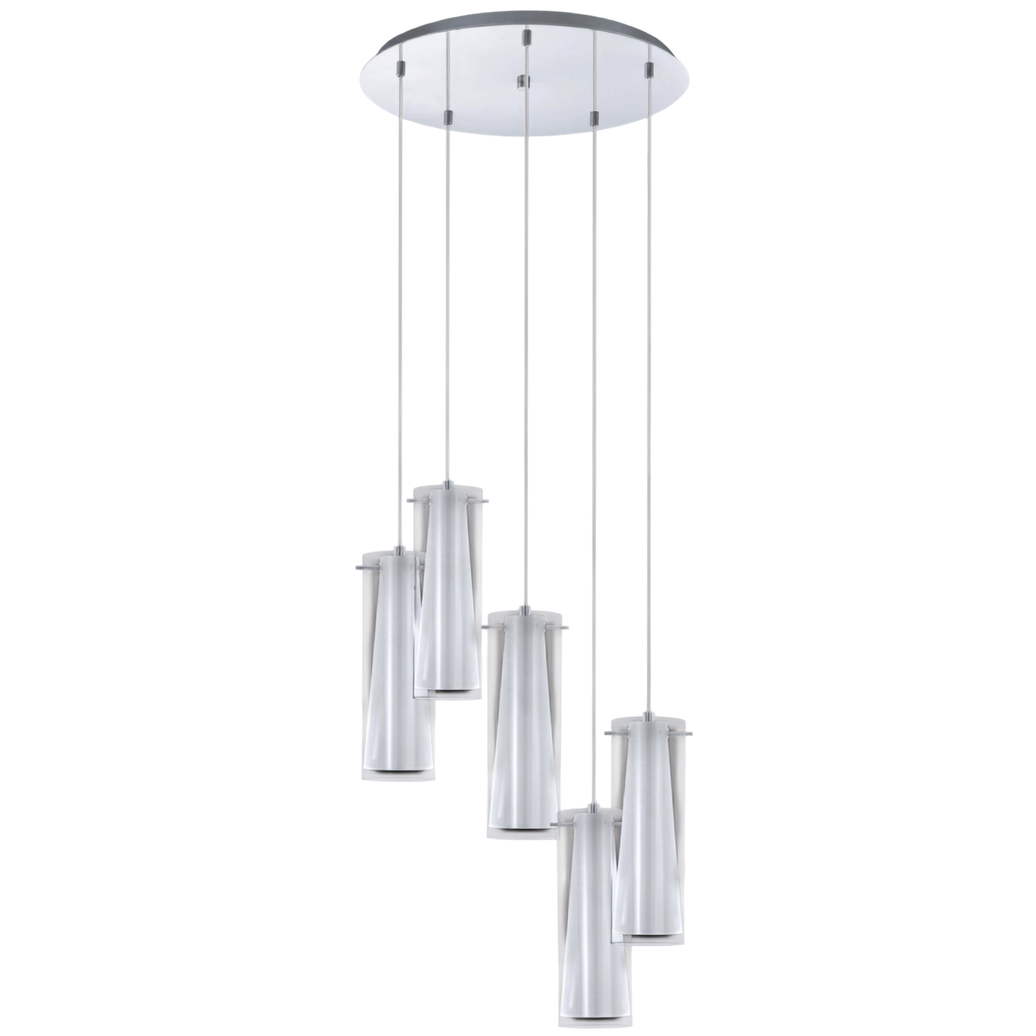 Eglo Pinto 5 Light Chrome Pendant - Clear & Opal Glass Shades — side profile