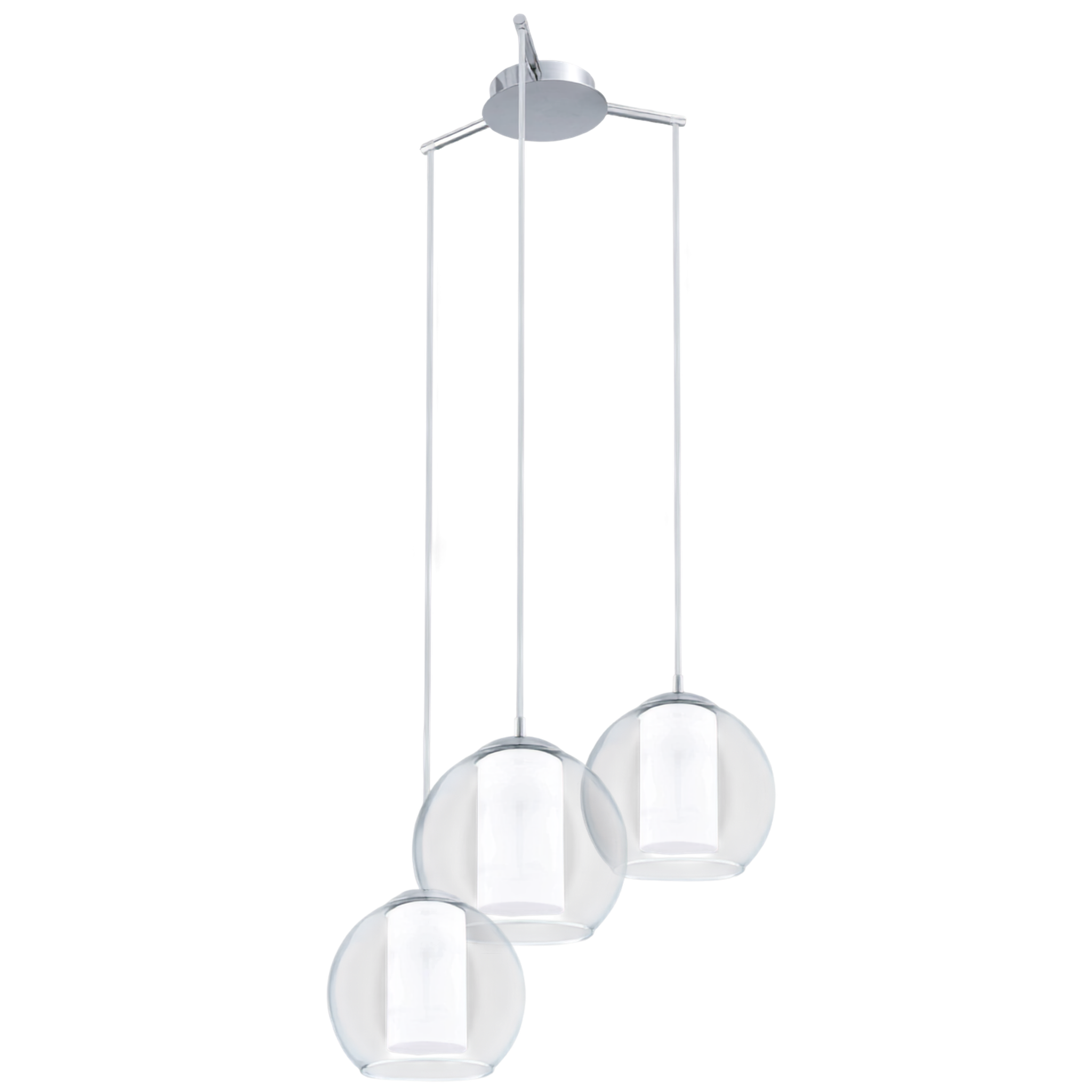 Eglo Bolsano 3 Light Chrome Clear & White Glass Pendant — rear view