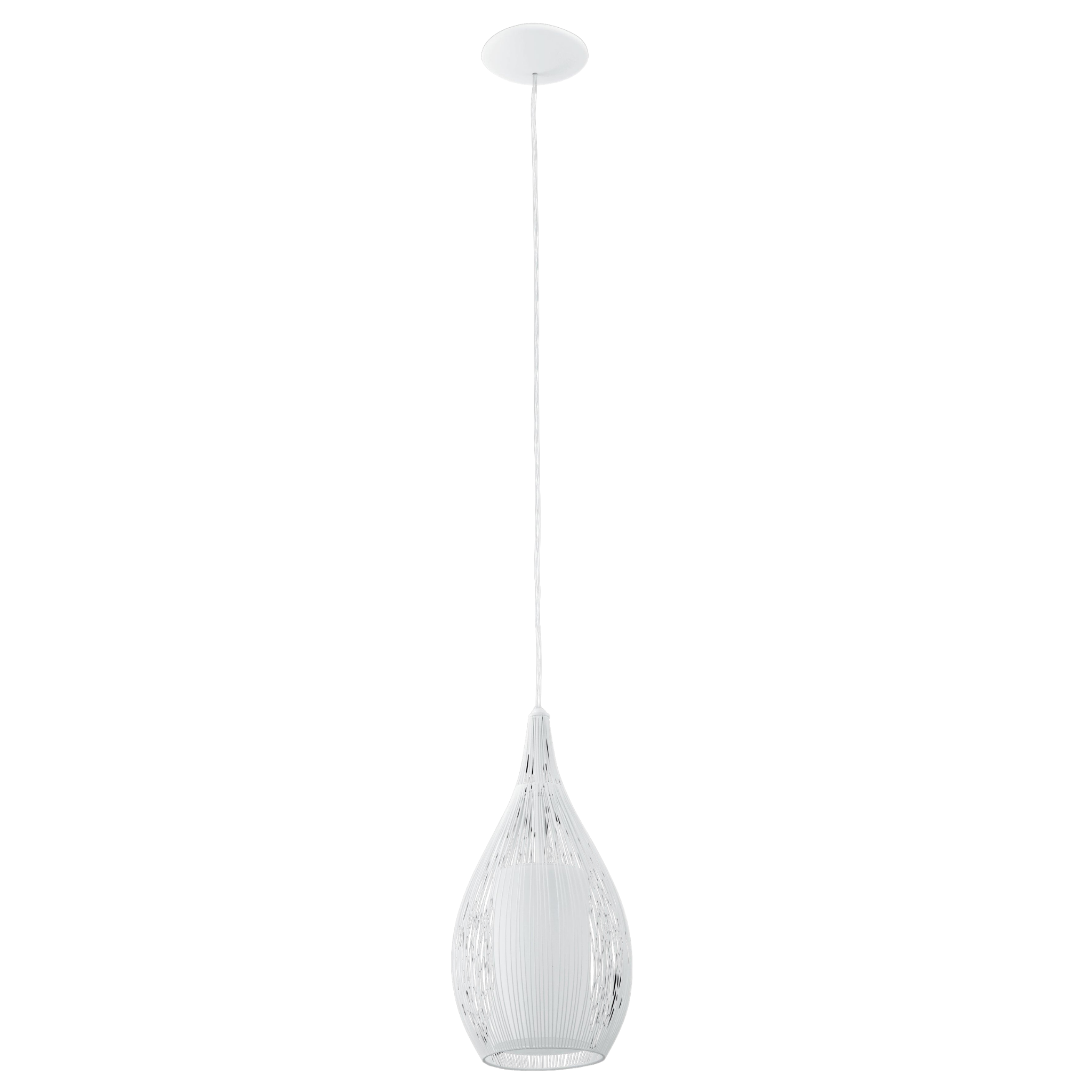 Eglo Razoni White Rounded Wire & Glass Ceiling Pendant — close-up detail