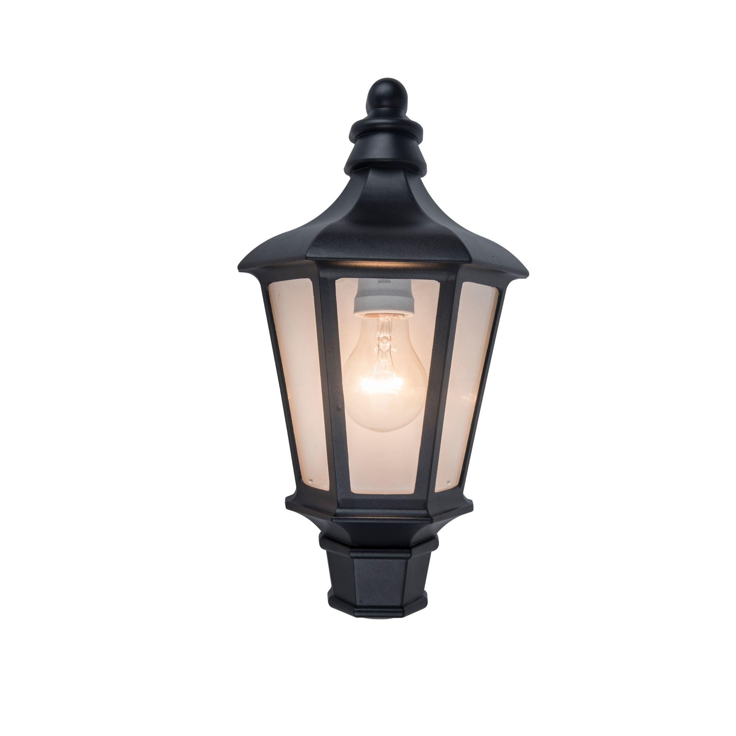 Lutec Cotswold Outdoor Half Lantern Wall Light - Black-OPEN-BOX-50-240426