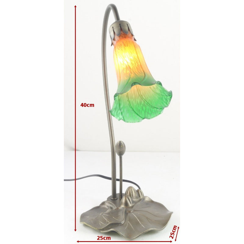 Green Single Lily Glass Table Lamp
