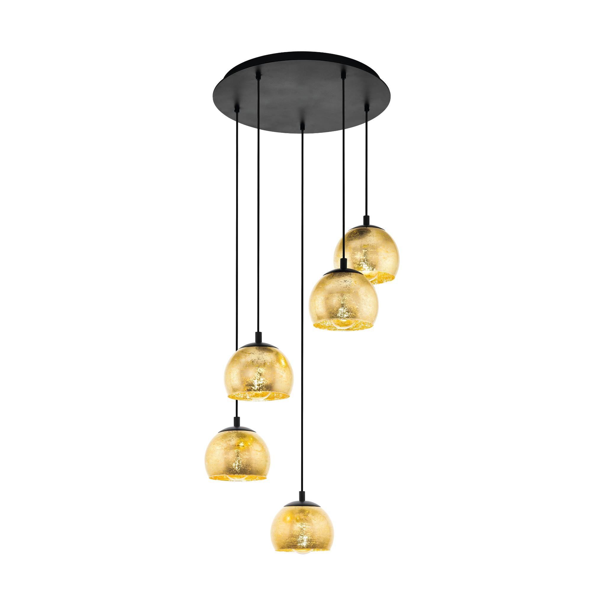 eglo albaraccin 5 light spherical gold leaf style ceiling pendant