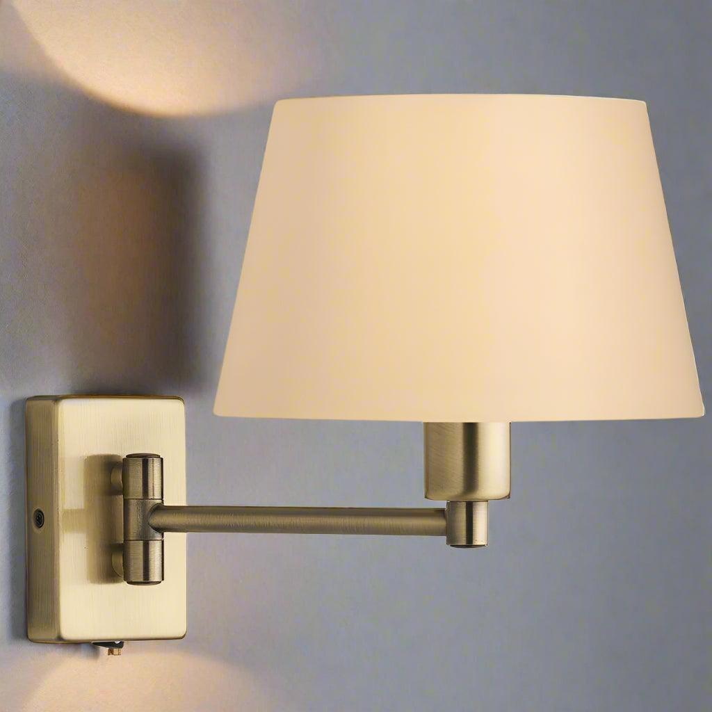 armada chrome antique brass swing arm wall light 1 Bedroom Lighting Close up