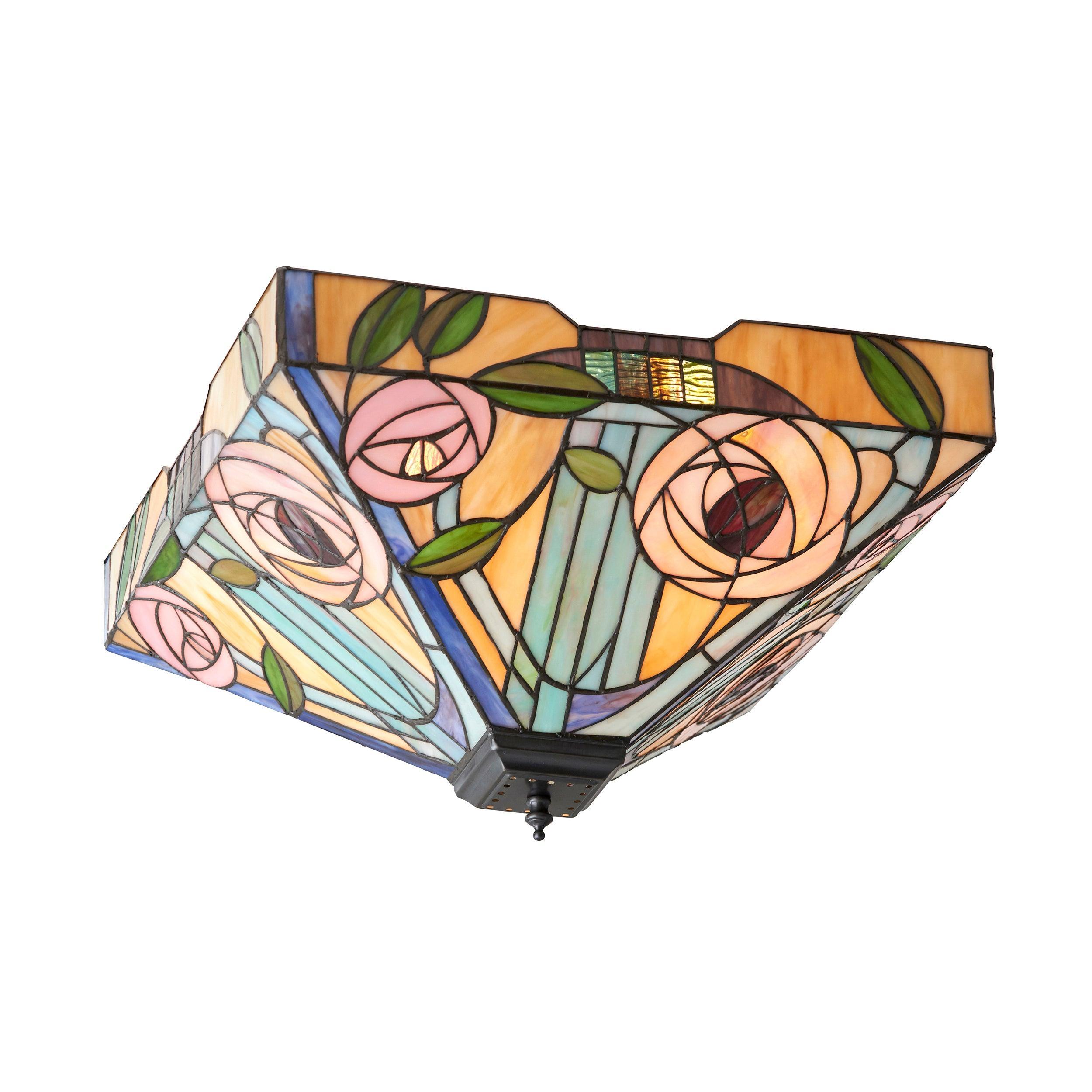 willow tiffany large flush ceiling light 70698 close up image