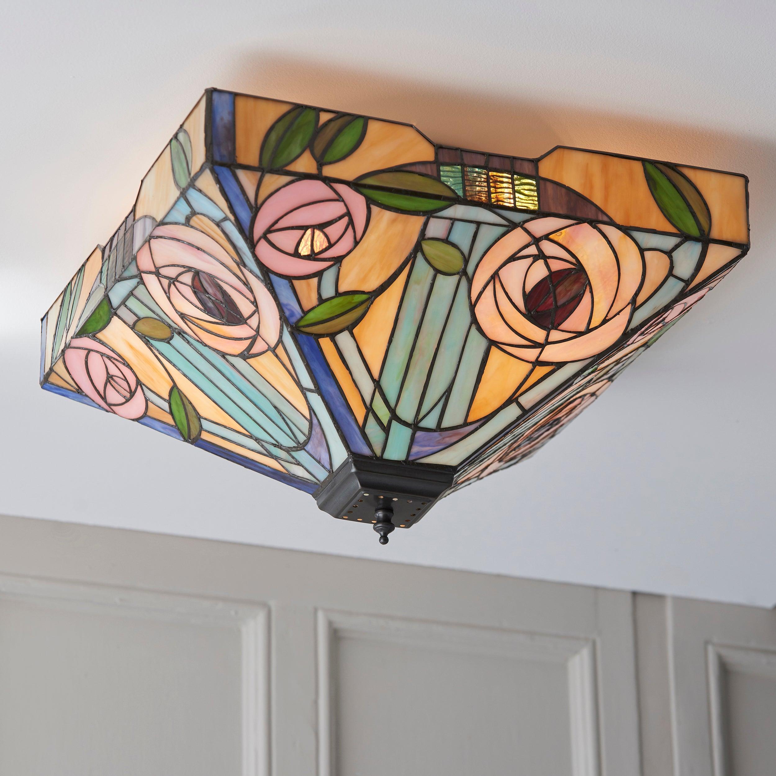 willow tiffany large flush ceiling light 70698 close fitting image