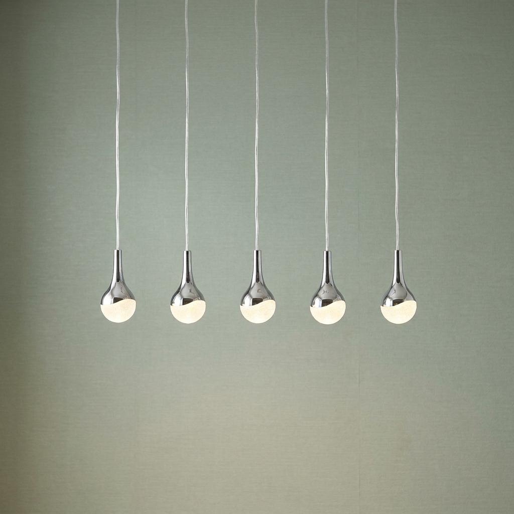 Wave Teardrop 5 Light LED Crushed Ice/Chrome Bar Pendant-warehouse-180926