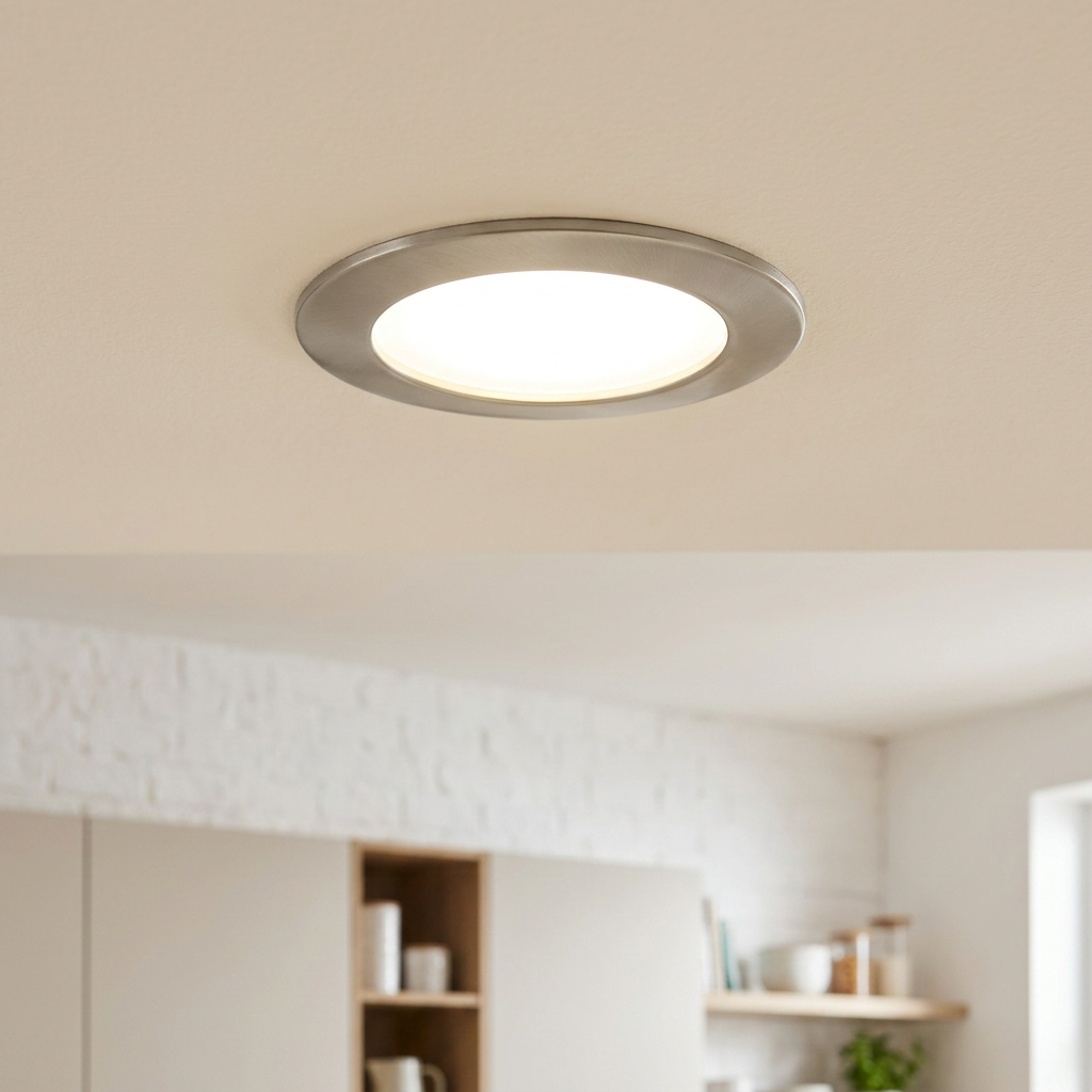 Eglo Fueva 5 Nickel LED Recessed Ceiling Light - 16.6cm by Eglo Lighting — suits kitchens, living rooms & bedrooms