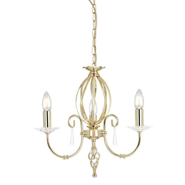Elstead Aegean Polished Brass 3 Light Chandelier-Elstead Lighting-1-Tiffany Lighting Direct