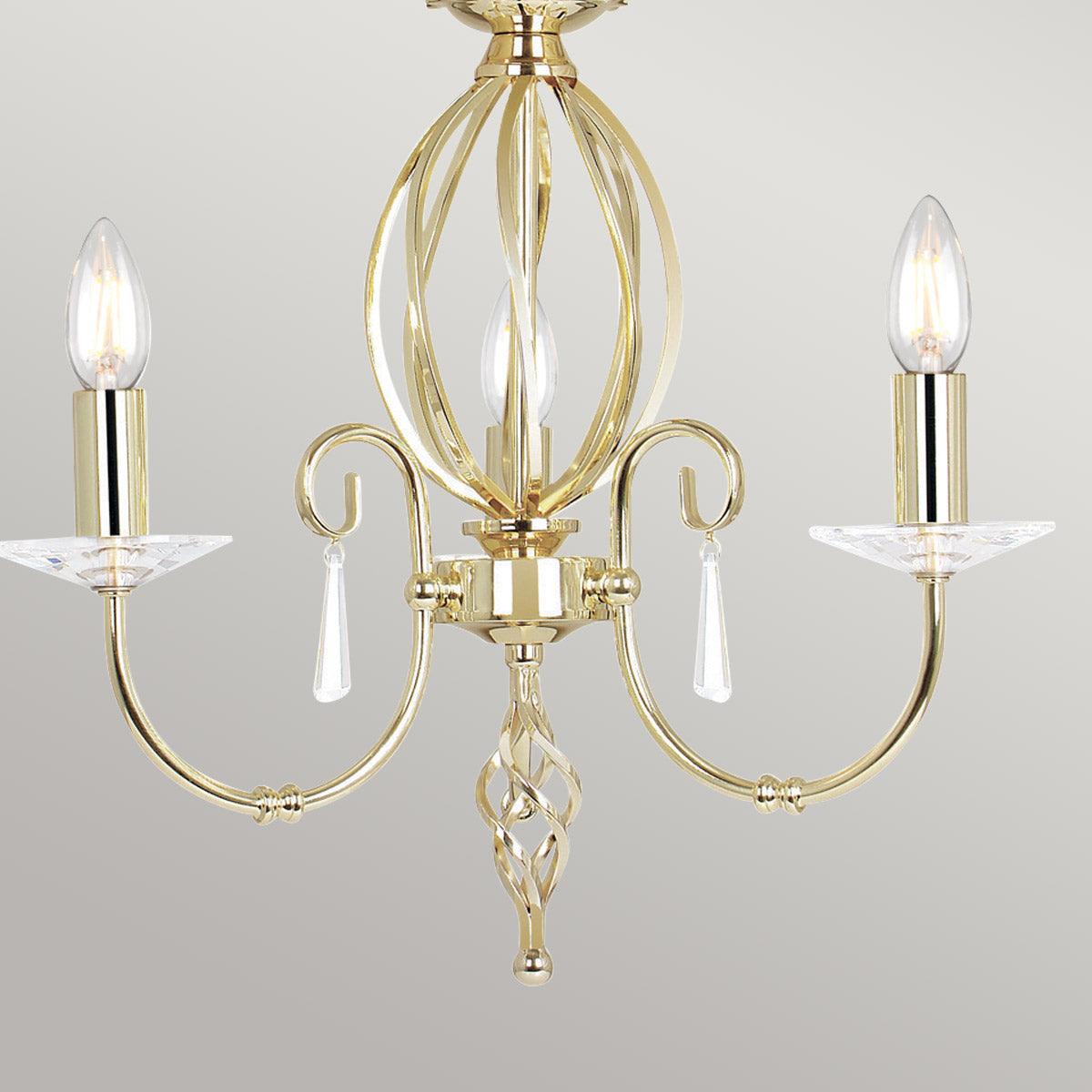 Elstead Aegean Polished Brass 3 Light Chandelier