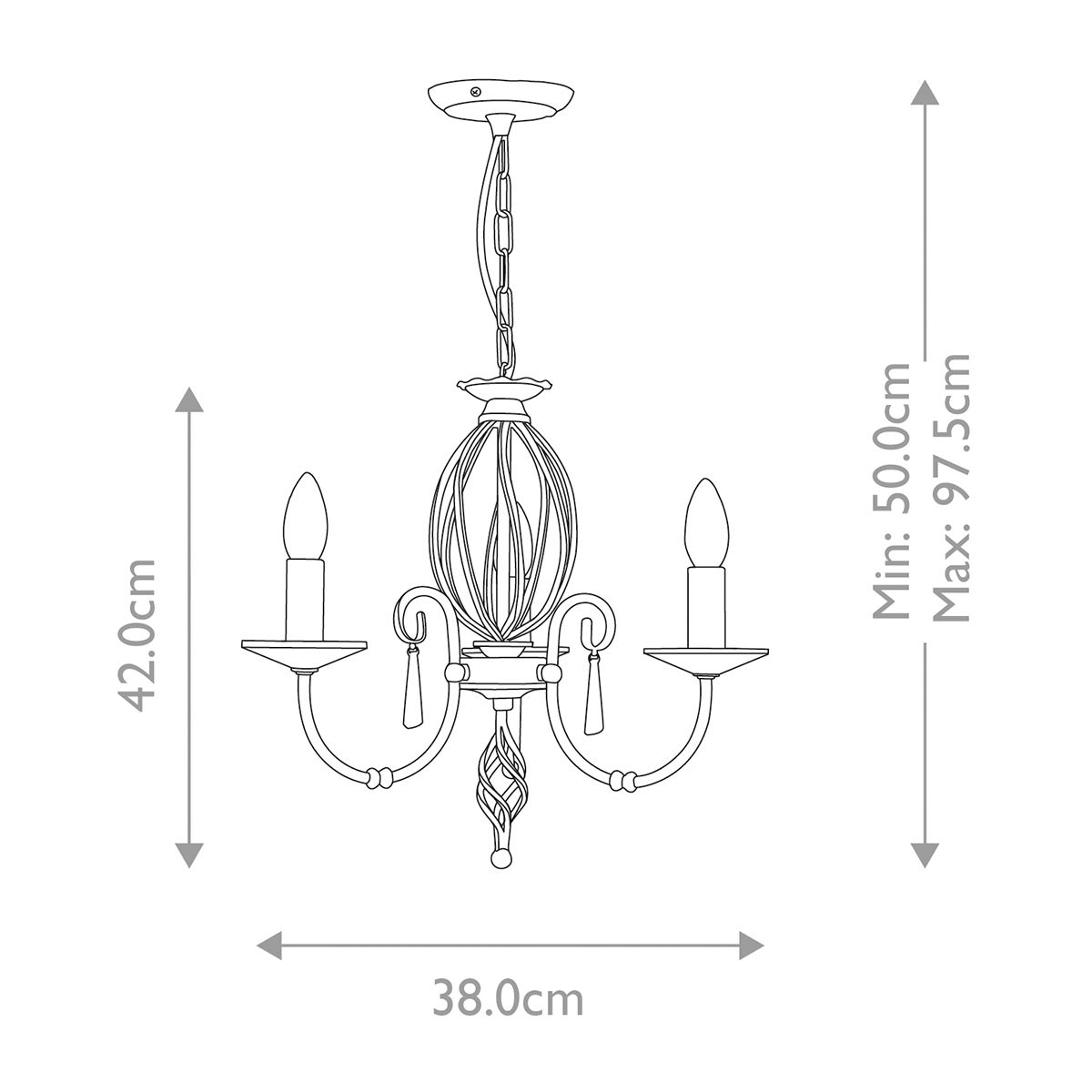 Aegean 3 Light Polished NIckel Chandelier
