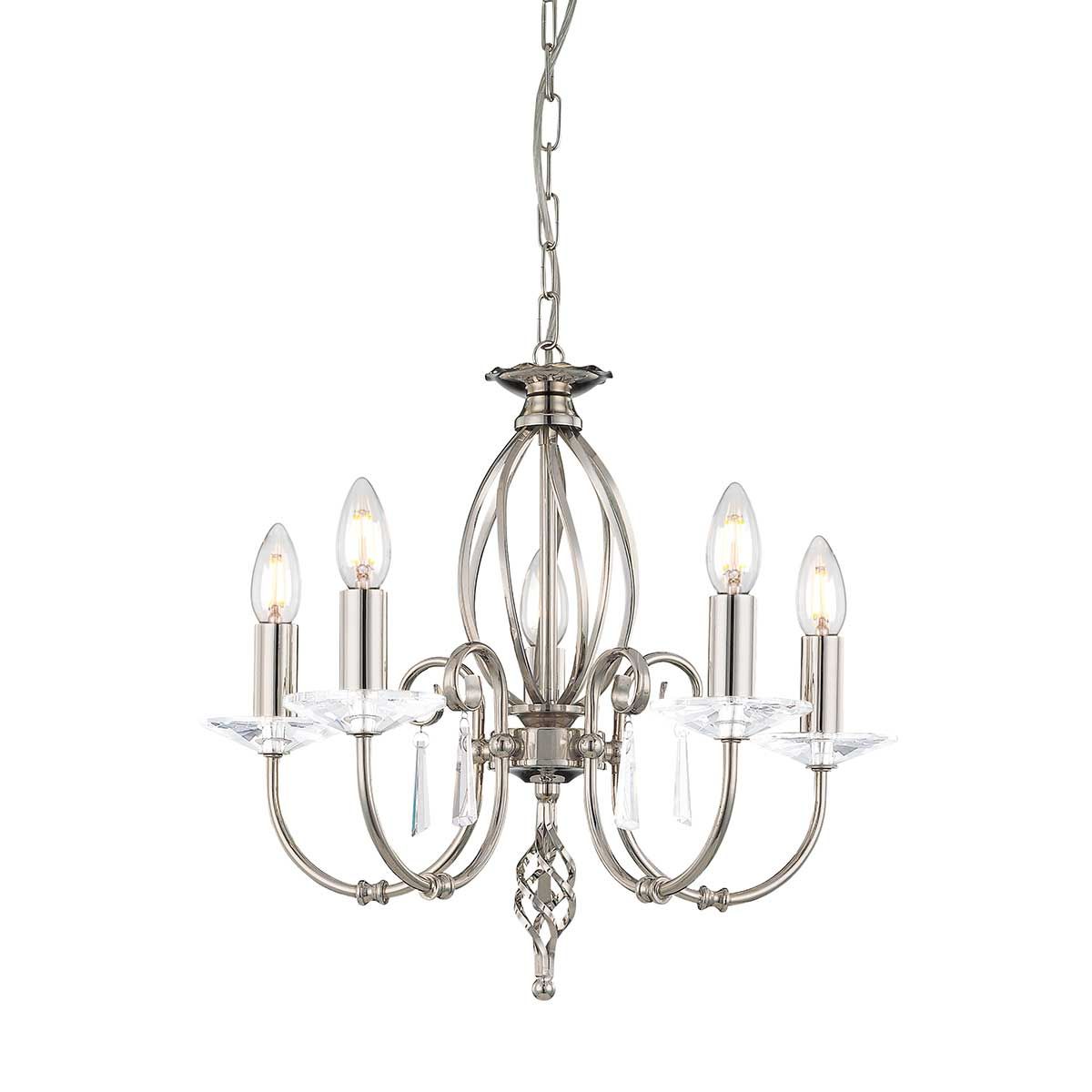 Aegean 5 Light Polished Nickel Chandelier by Elstead Lighting AG5-POL-NICKEL