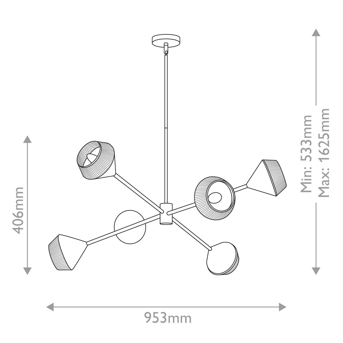 Alora Mood Daphne 6 light Black Chandelier