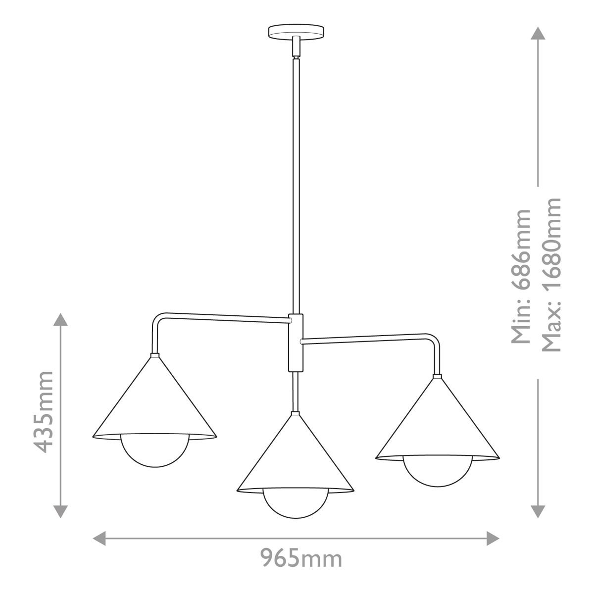 Alora Mood Remyck 3 Light Black Chandelier