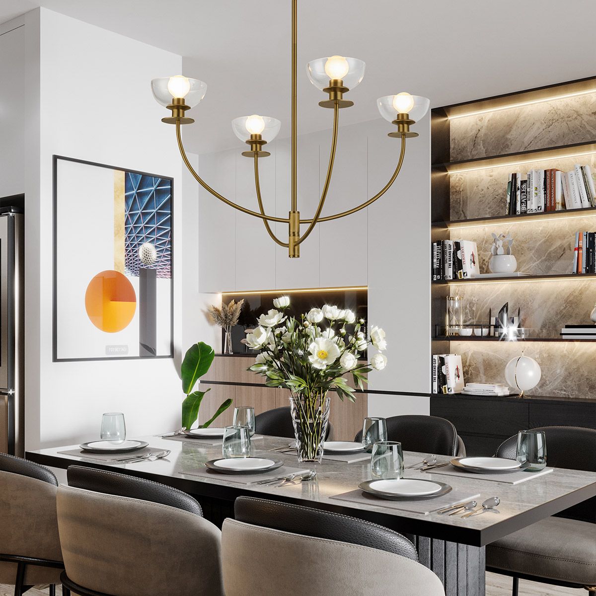 Alora Mood Sylvia 4 Light Gold Chandelier