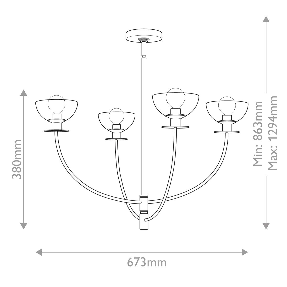 Alora Mood Sylvia 4 Light Gold Chandelier